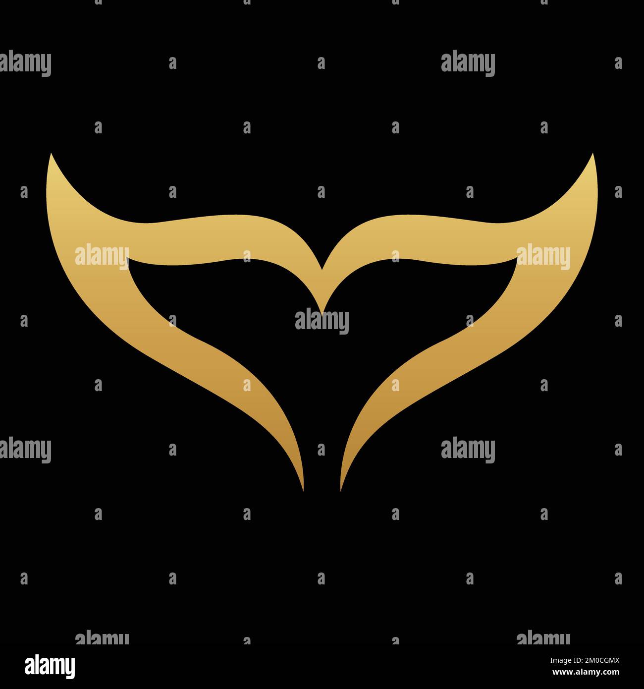 Golden Fish Tail on a Black Background Stock Vector