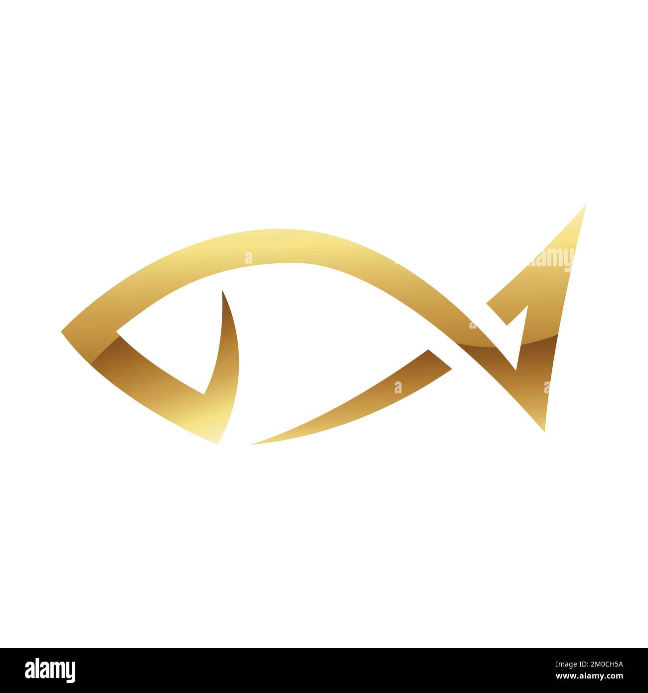 Golden Glossy Abstract Fish on a White Background Stock Vector