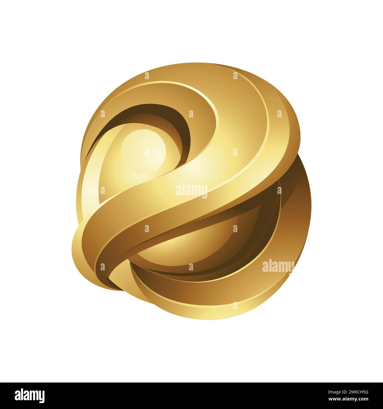 Golden Glossy 3d Sphere on a White Background Stock Vector