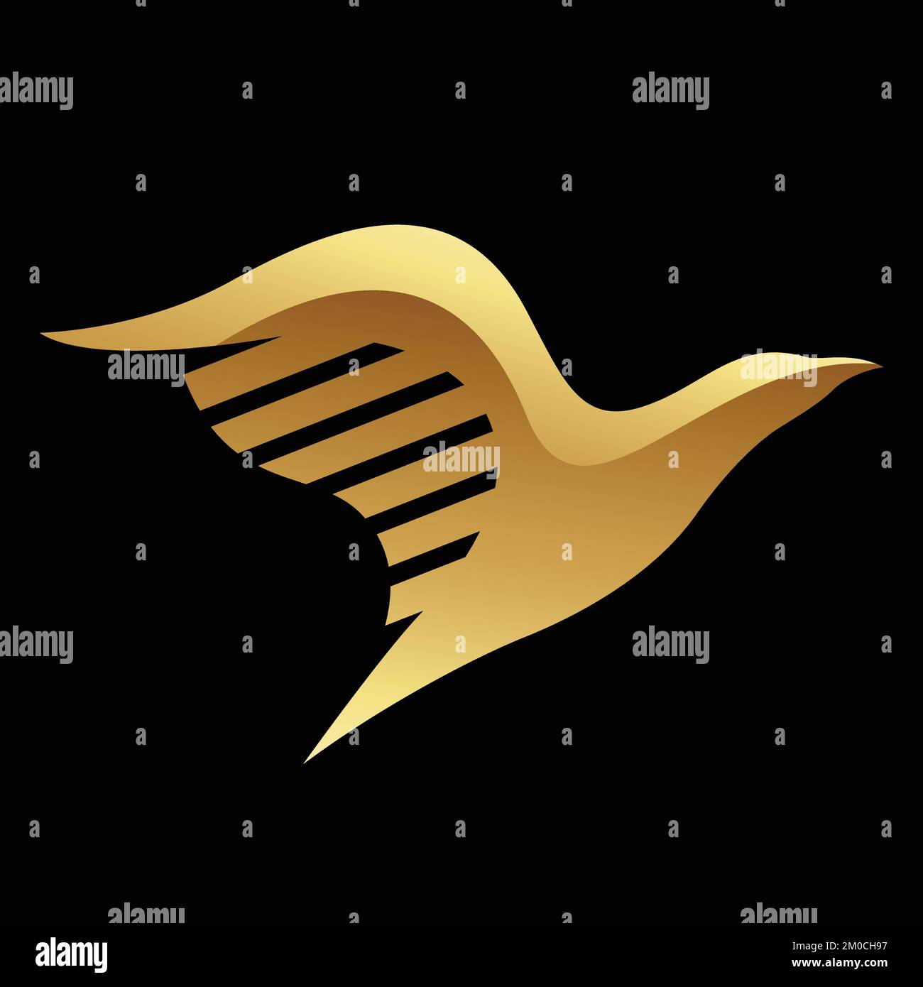 Golden Glossy Abstract Eagle on a Black Background Stock Vector
