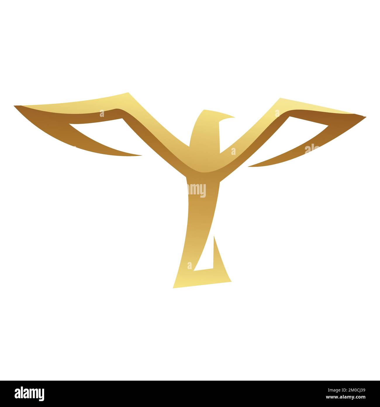 Golden Glossy Eagle with Open Wings on a White Background Stock Vector