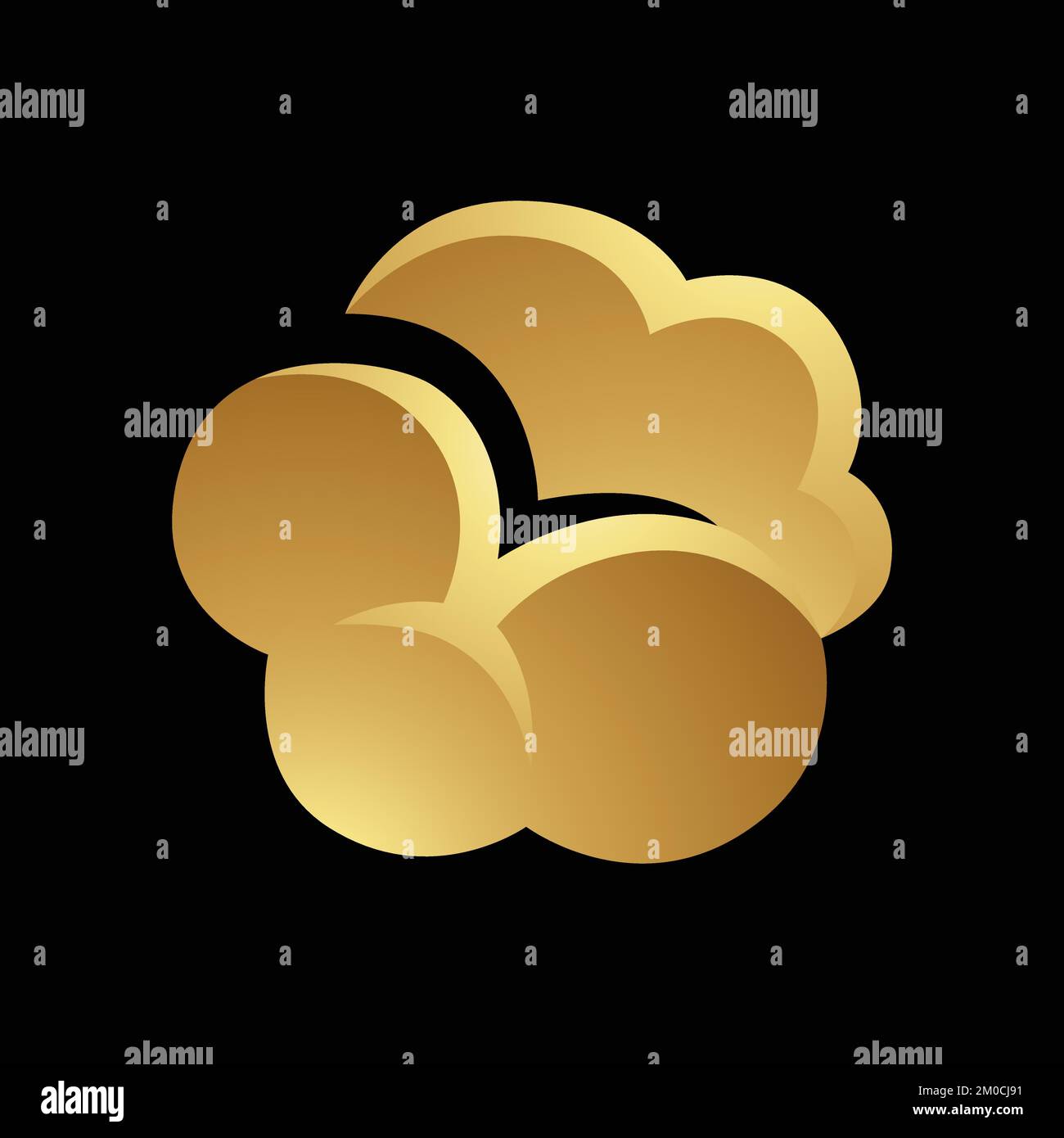 Golden Glossy Cloud on a Black Background Stock Vector