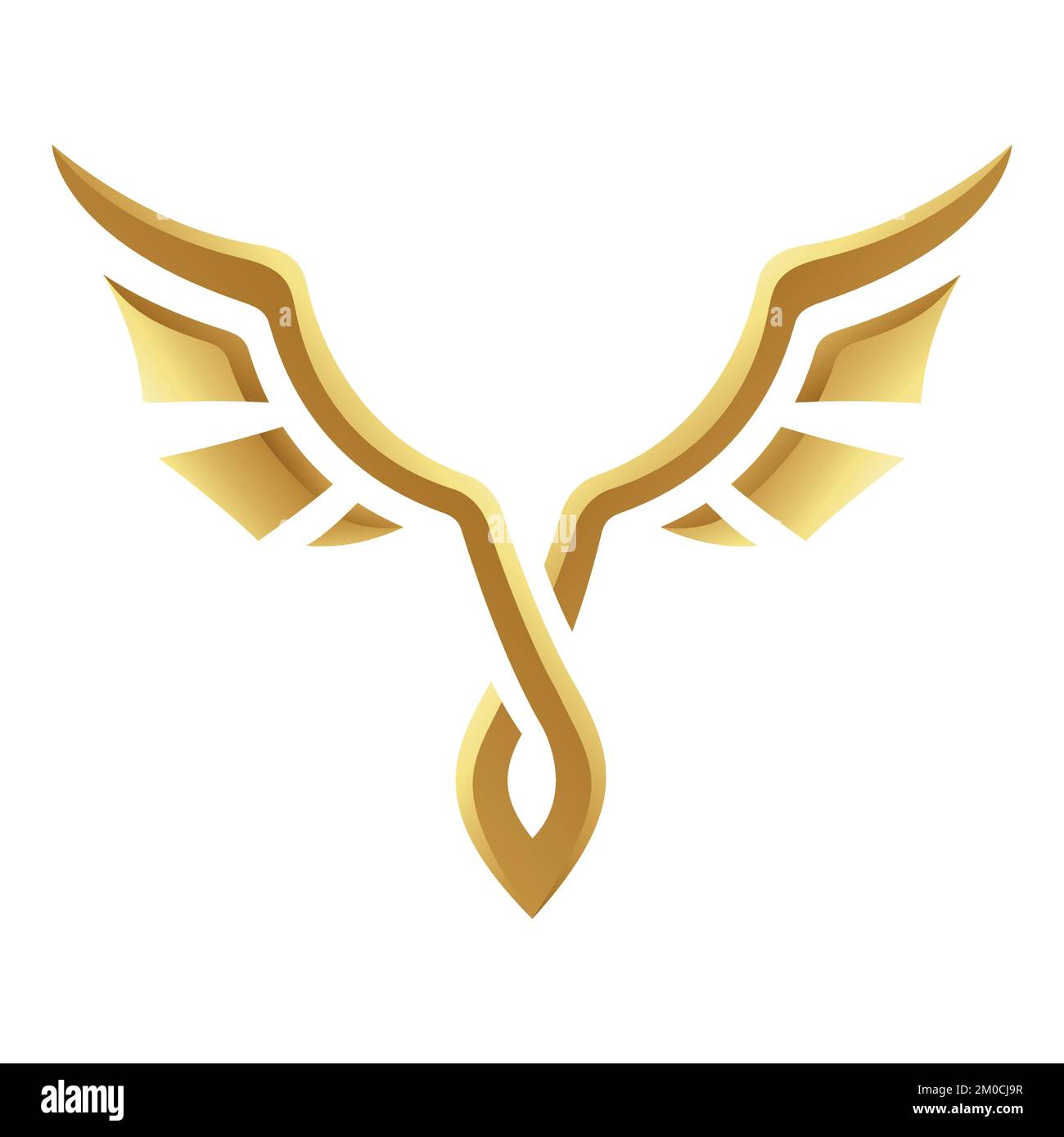 Golden Glossy Abstract Wings on a White Background - Icon 3 Stock ...