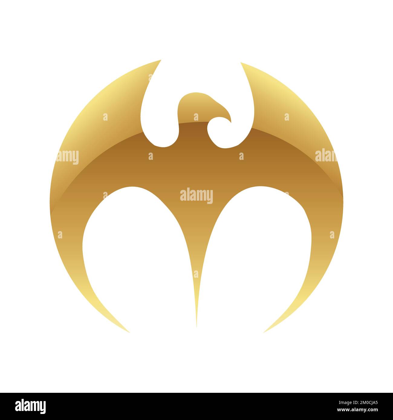Golden Glossy Eagle Icon on a White Background Stock Vector