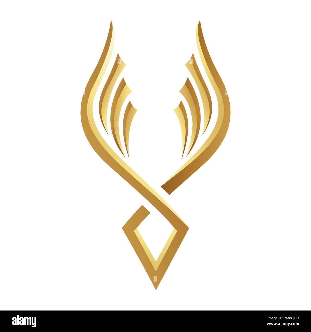 Golden Glossy Abstract Wings on a White Background - Icon 4 Stock ...