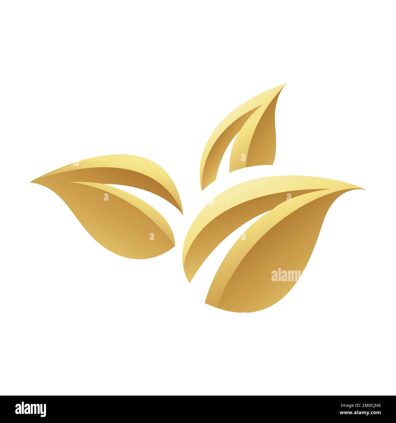 Golden Glossy Leaves on a White Background - Icon 2 Stock Vector Image ...