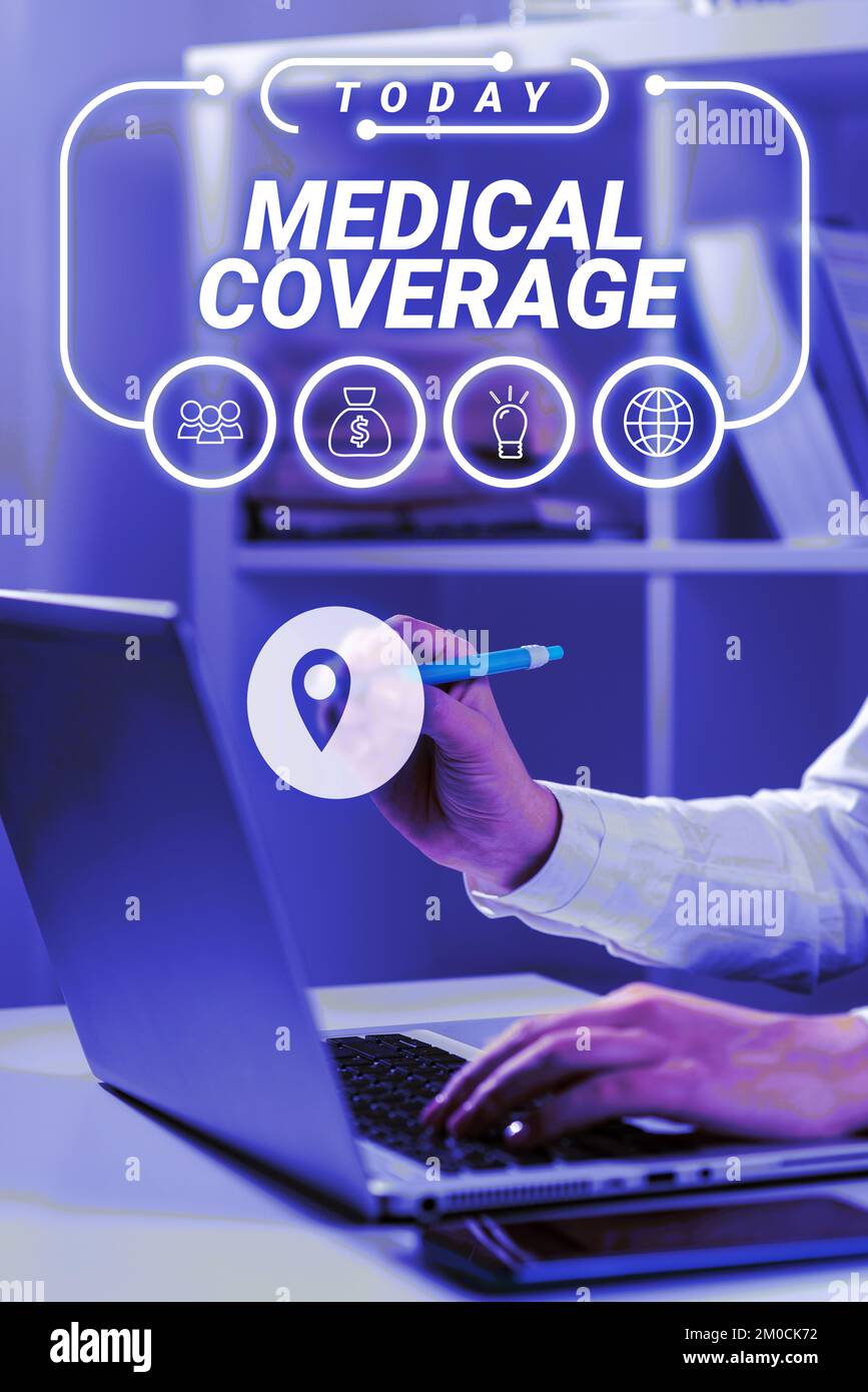 Text sign showing Medical Coverage. Business idea inclusion within the
