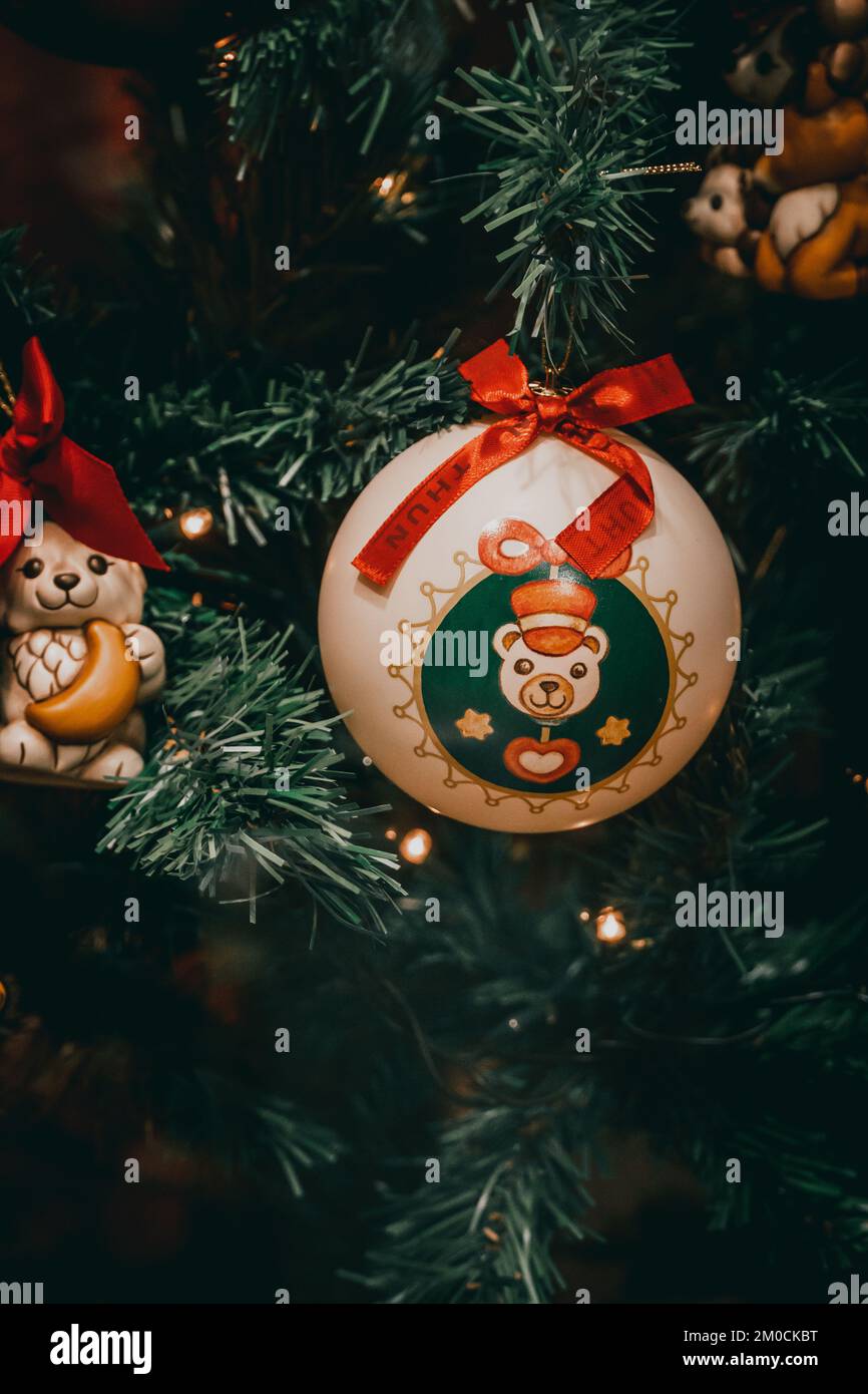 Christmas Decorations during Christmas Market's in Asti, Italy Stock