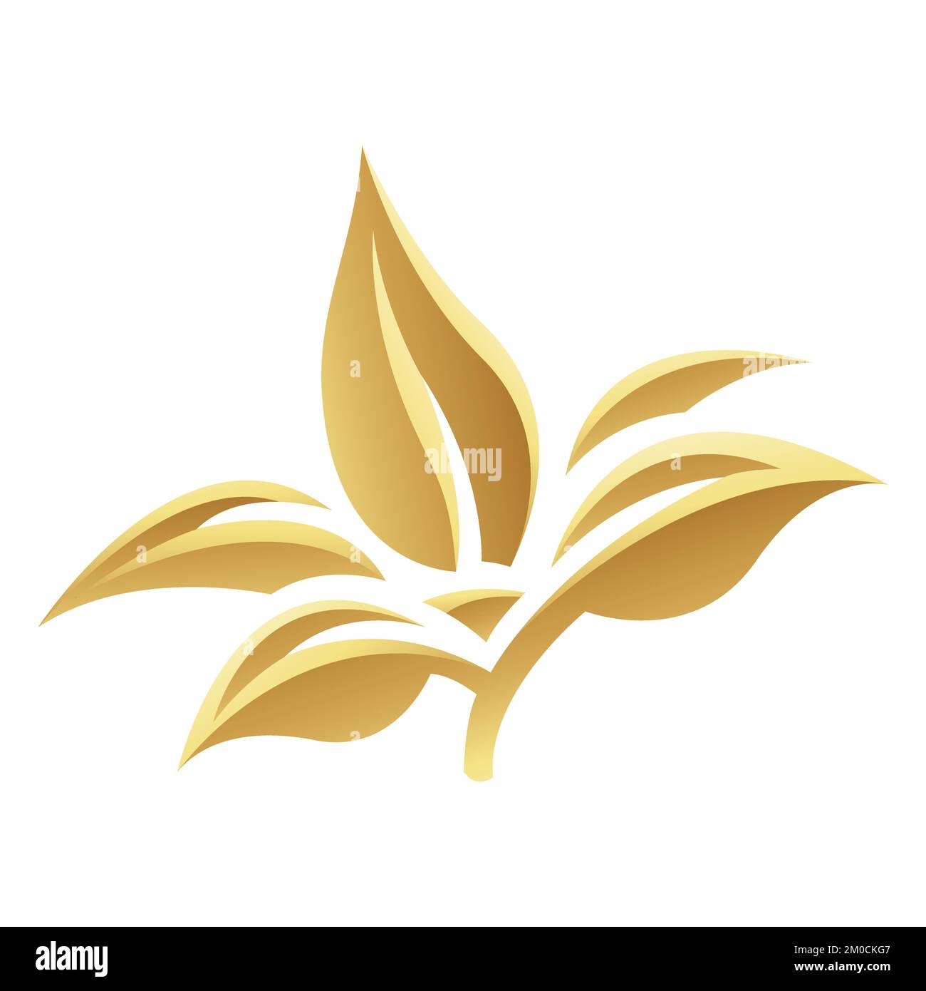Golden Glossy Leaves on a White Background - Icon 4 Stock Vector Image ...