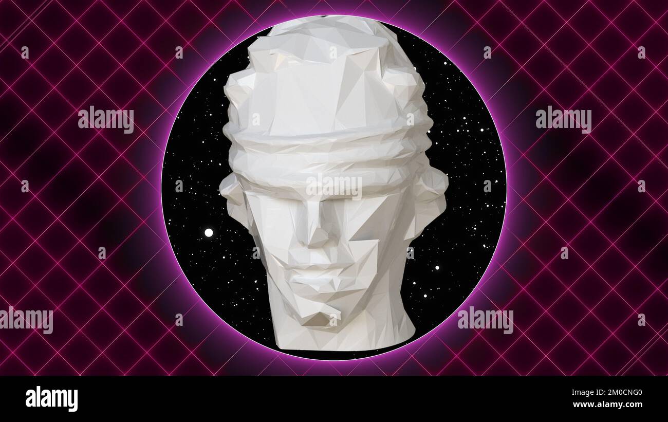 Femida head with neon. Computer generated 3d render Stock Photo - Alamy