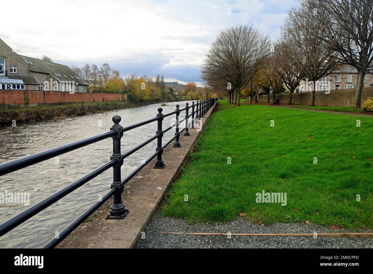 River Usk, Brecon, Powys, Wales, UK. December 2022. Winter. Stock Photo