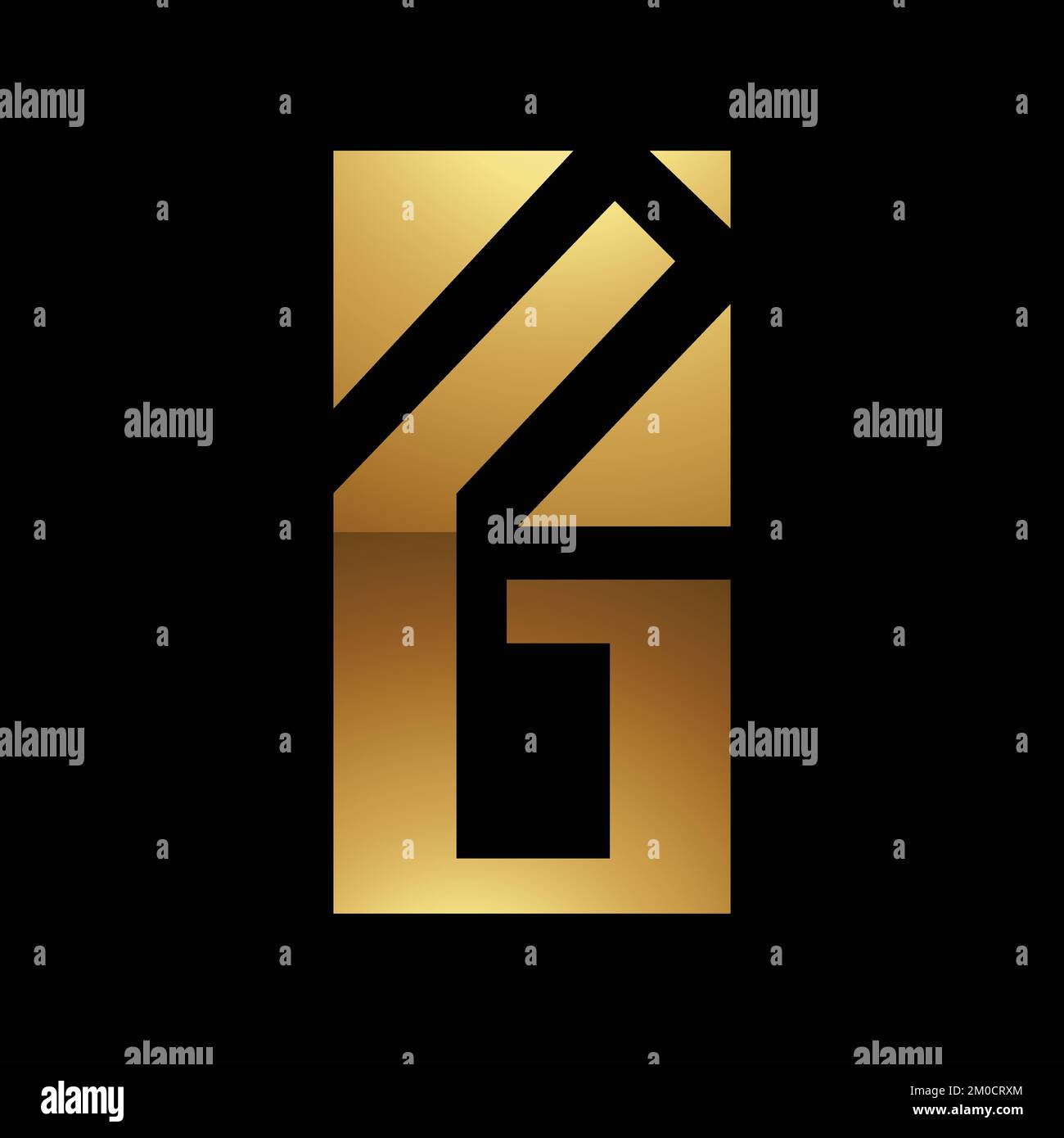 Golden Letter G Symbol on a Black Background - Icon 8 Stock Vector ...