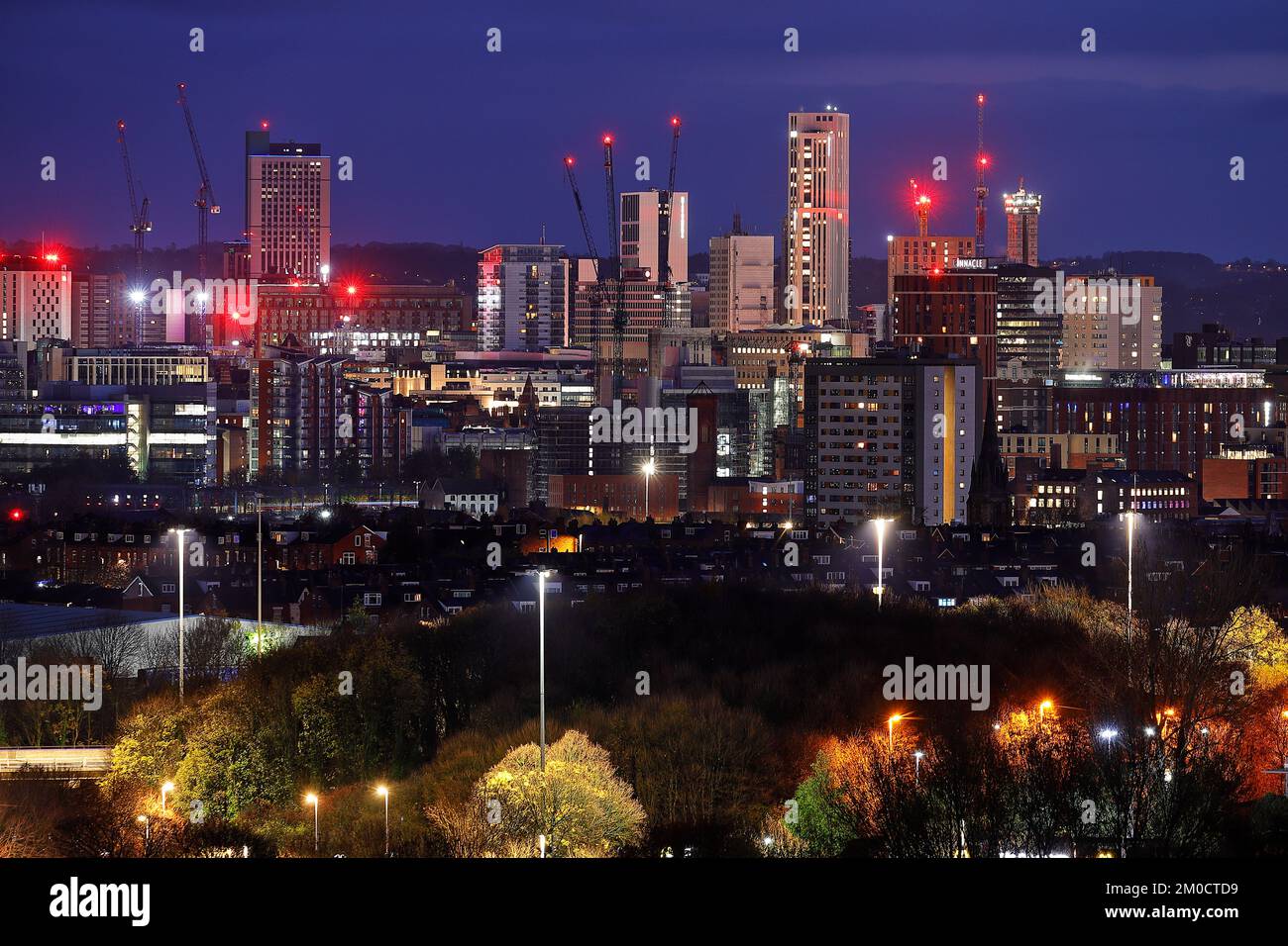 Leeds City Centre Skyline at night Stock Photo