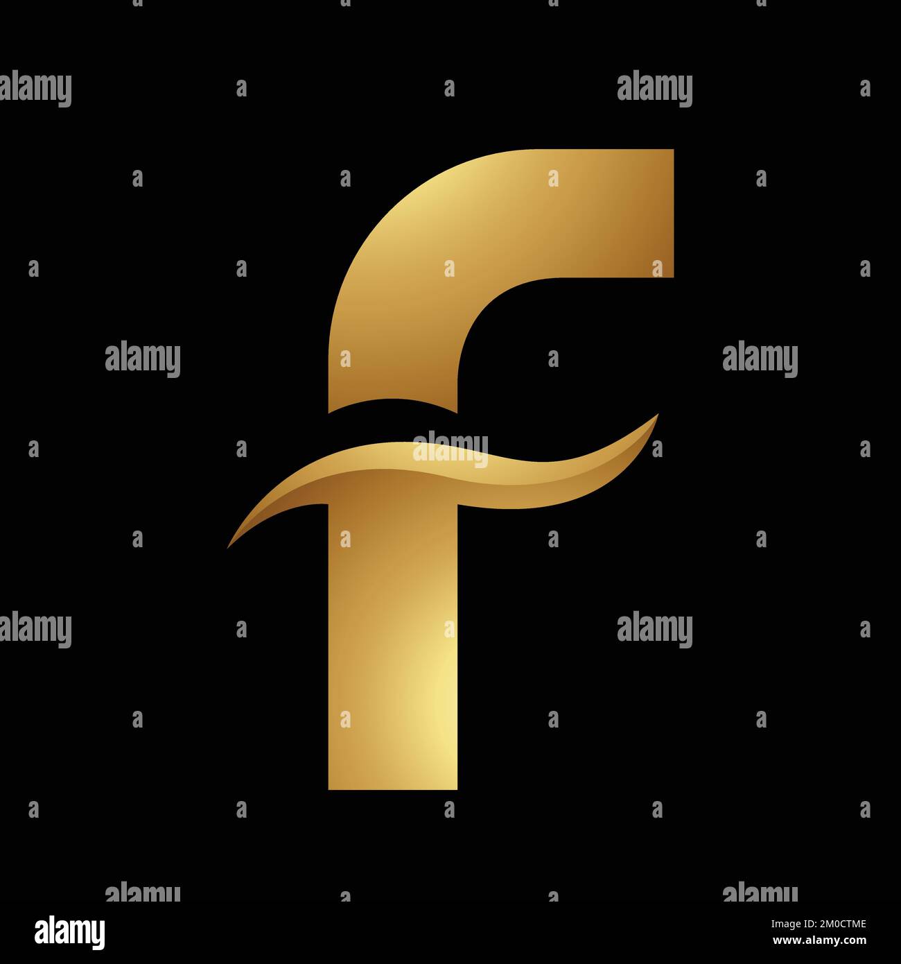 Golden Letter F Symbol On A Black Background Icon 5 Stock Vector 
