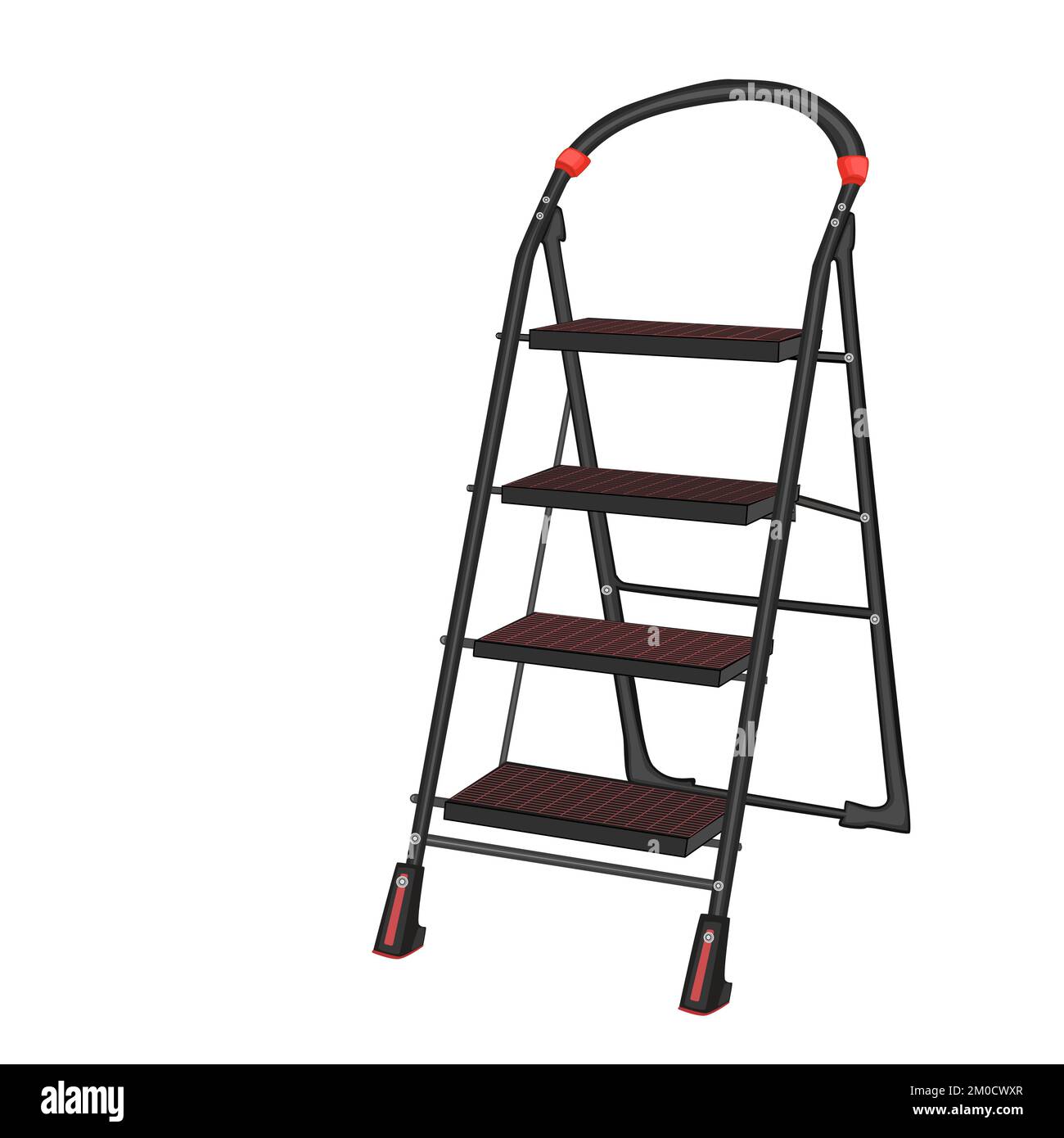 Black ladder. Aluminium or metal staircase for housekeeping. Steel  stepladder for repair, renovation and construction works.Folding step ladder.Vector  Stock Vector Image & Art - Alamy