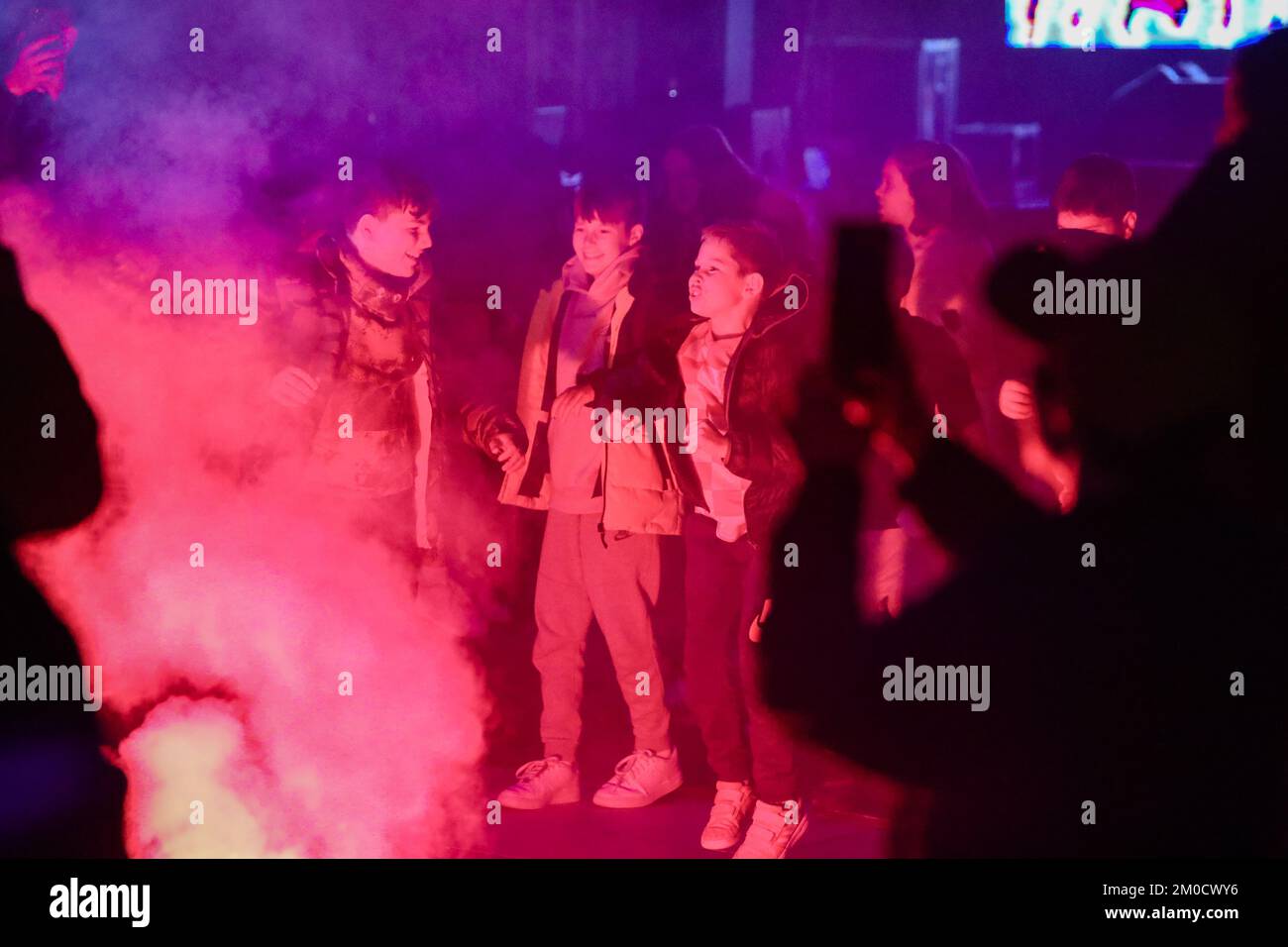 Split, Croatia, on December 5, 2022. Croatia fans celebrate after ...