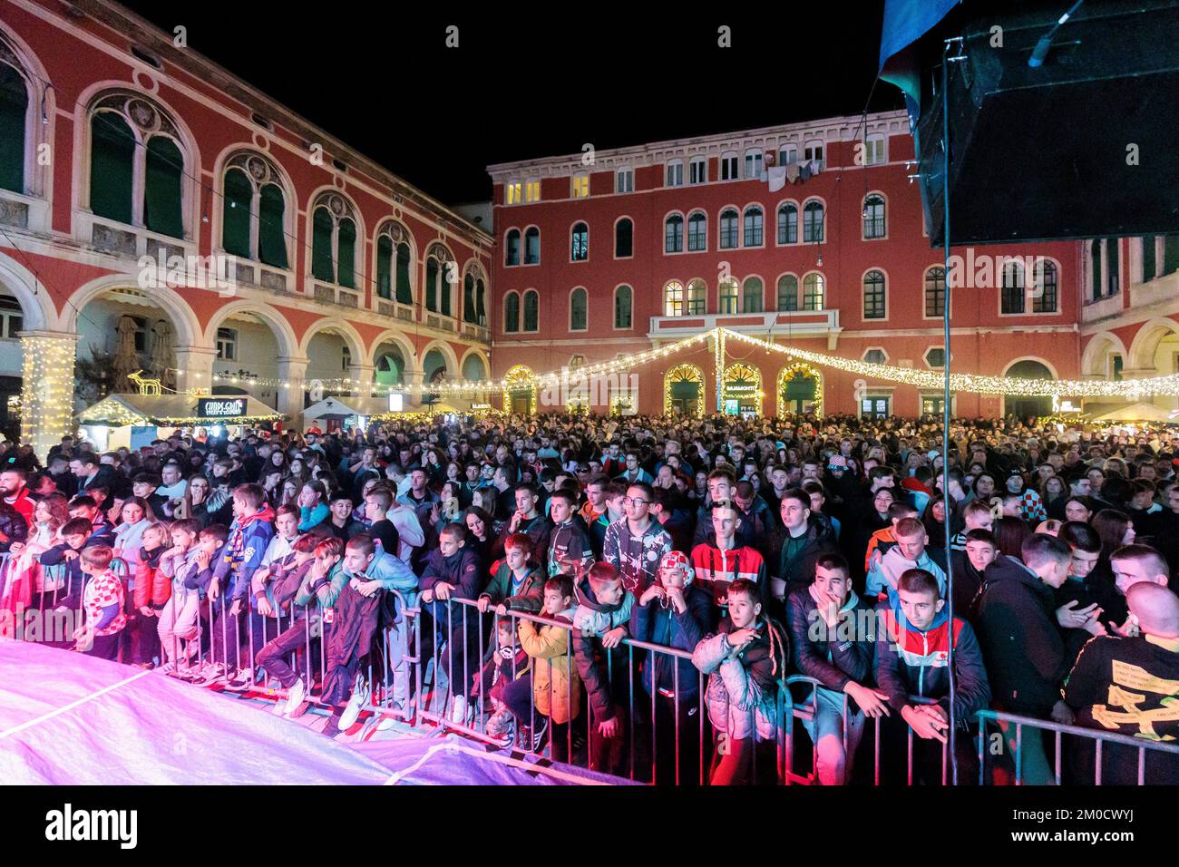 Split, Croatia, on December 5, 2022. Croatia fans celebrate after ...