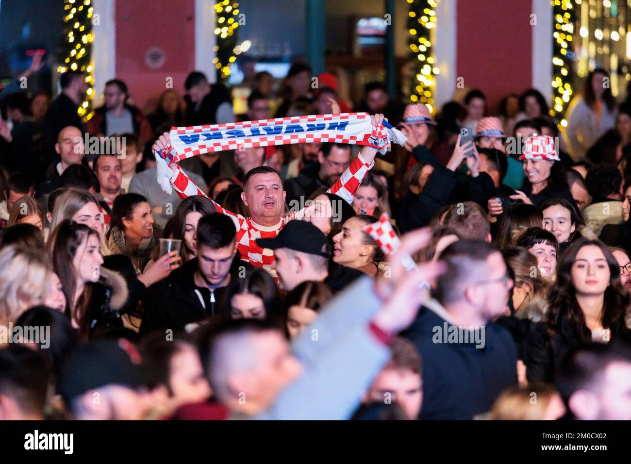 Split, Croatia, on December 5, 2022. Croatia fans celebrate after ...