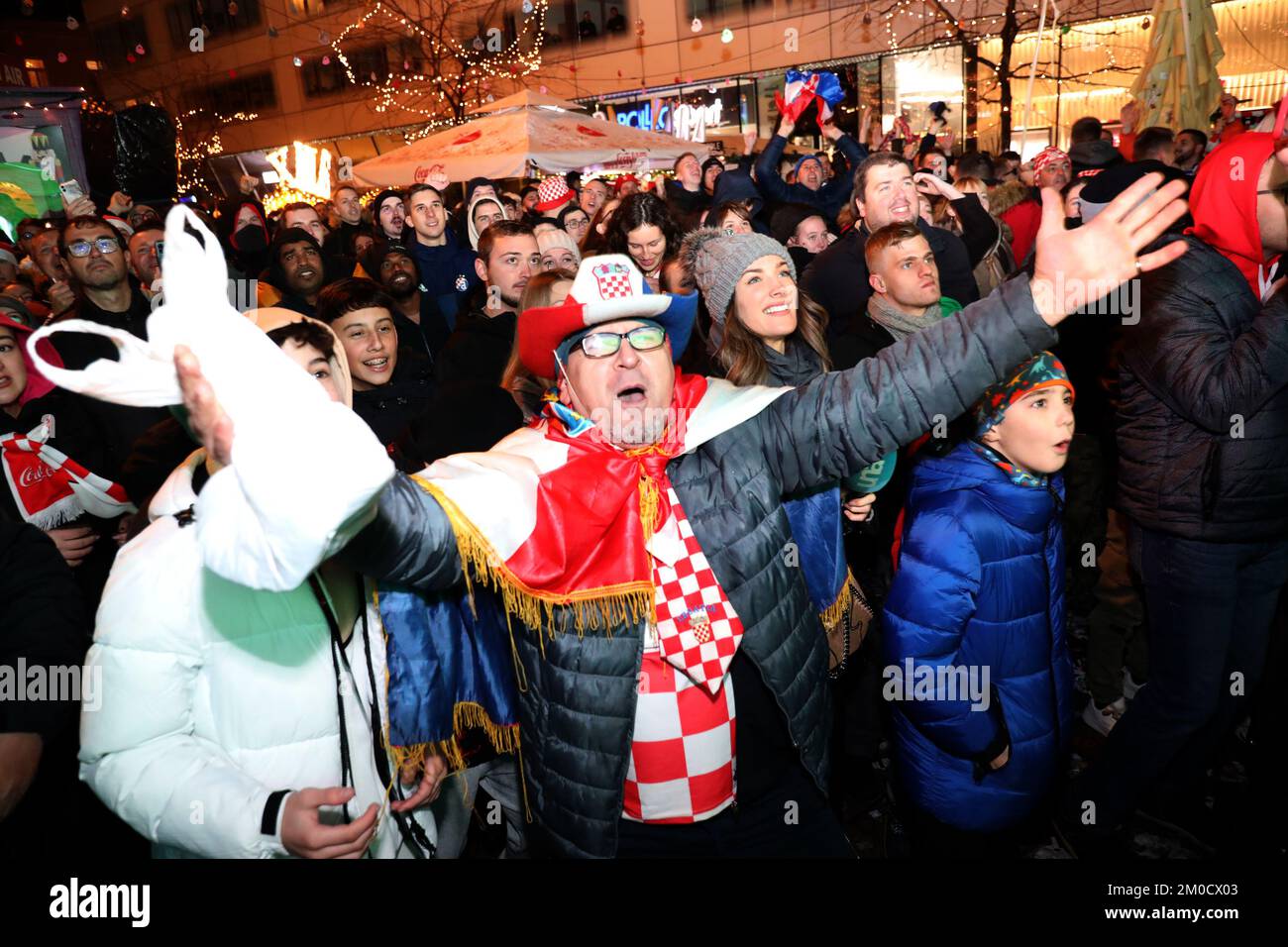 Split, Croatia, on December 5, 2022. Croatia fans celebrate after ...