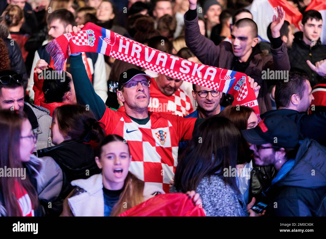 Split, Croatia, on December 5, 2022. Croatia fans celebrate after ...