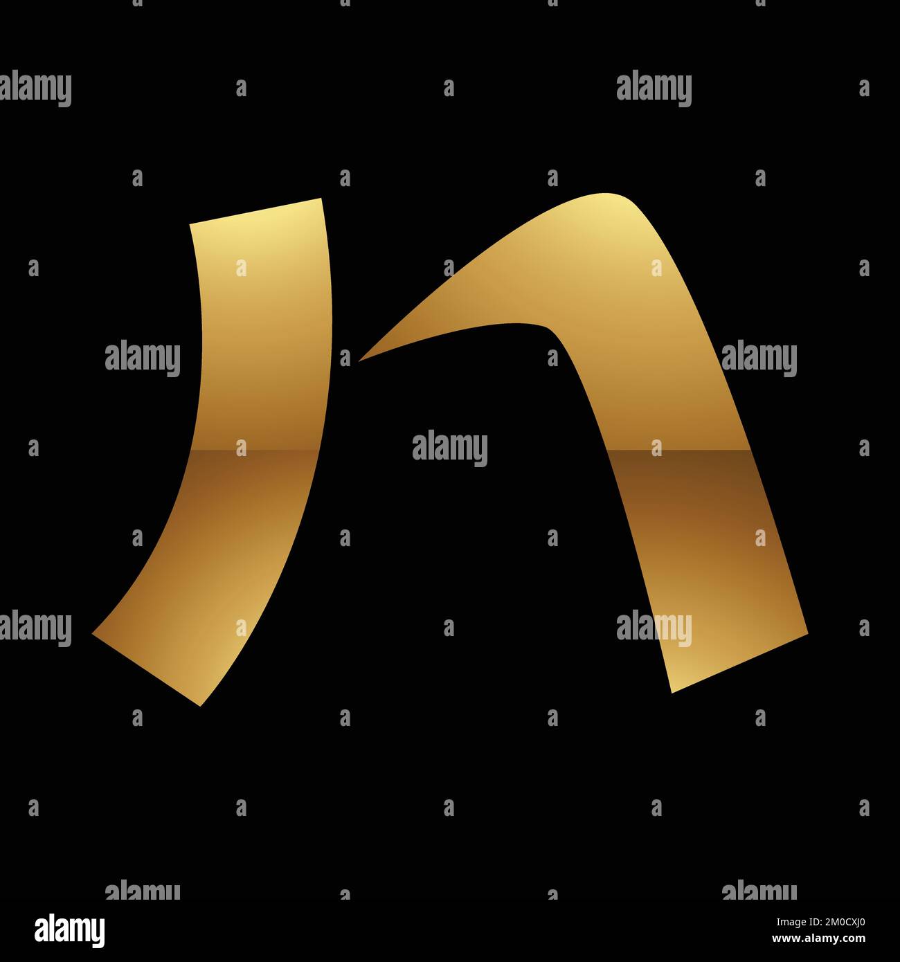 Golden Letter N Symbol on a Black Background - Icon 7 Stock Vector ...