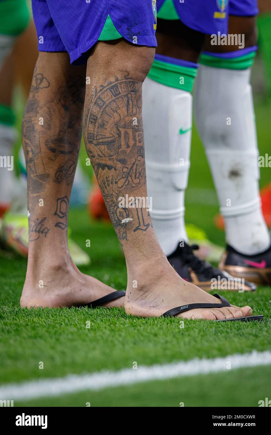 Doha, Catar. 05th Dec, 2022. Right ankle of NEYMAR of Brazil after the match between Brazil and South Korea, valid for the round of 16 of the World Cup, held at Est?dio Est?dio 974 in Doha, Qatar. Credit: Rodolfo Buhrer/La Imagem/FotoArena/Alamy Live News Stock Photo
