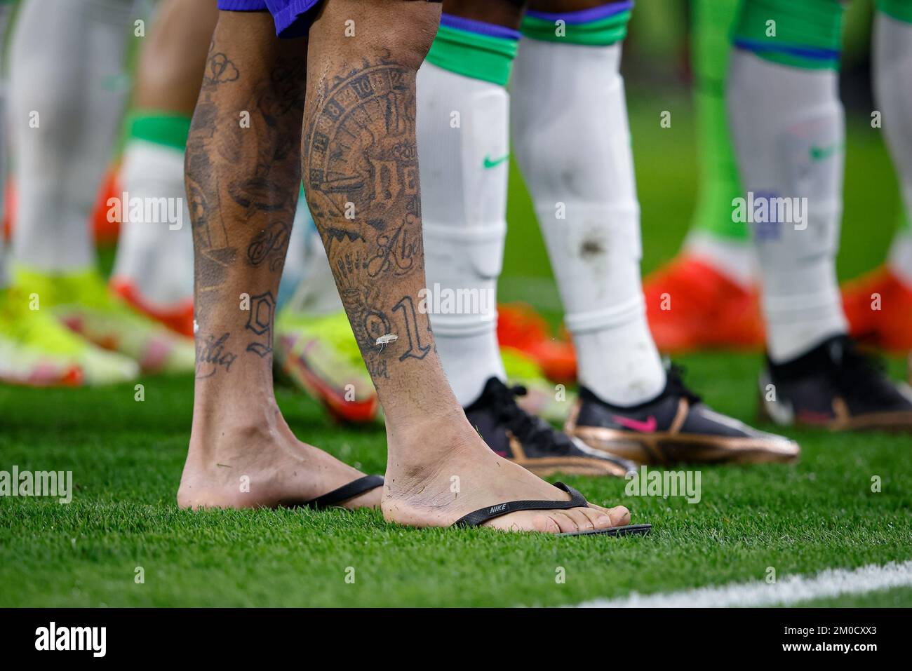 Doha, Catar. 05th Dec, 2022. Right ankle of NEYMAR of Brazil after the match between Brazil and South Korea, valid for the round of 16 of the World Cup, held at Est?dio Est?dio 974 in Doha, Qatar. Credit: Rodolfo Buhrer/La Imagem/FotoArena/Alamy Live News Stock Photo