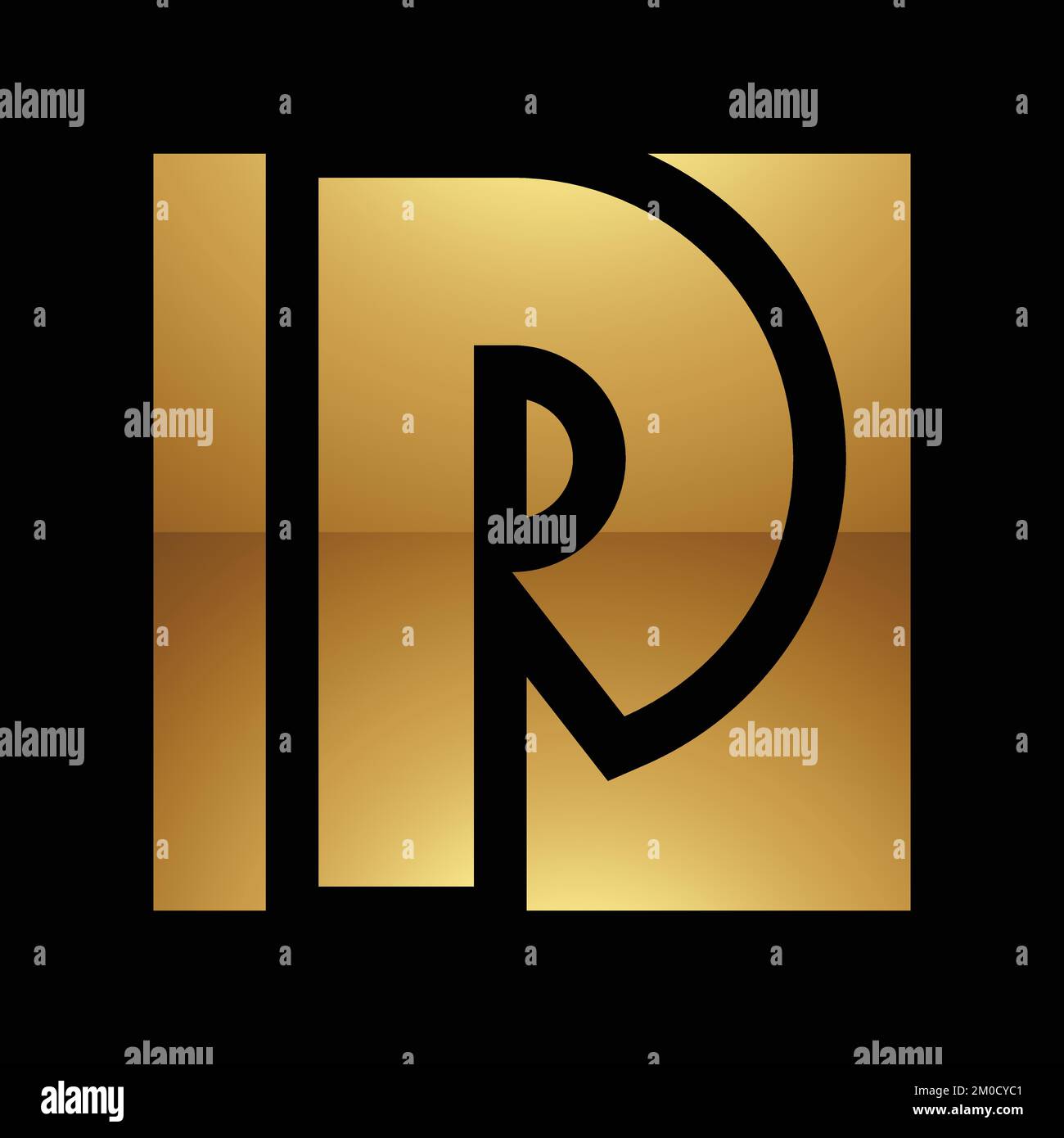 Golden Letter P Symbol on a Black Background - Icon 2 Stock Vector ...