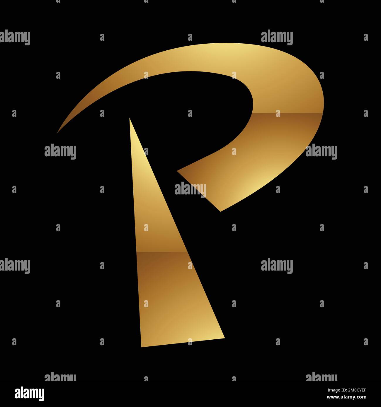 Golden Letter P Symbol on a Black Background - Icon 7 Stock Vector ...