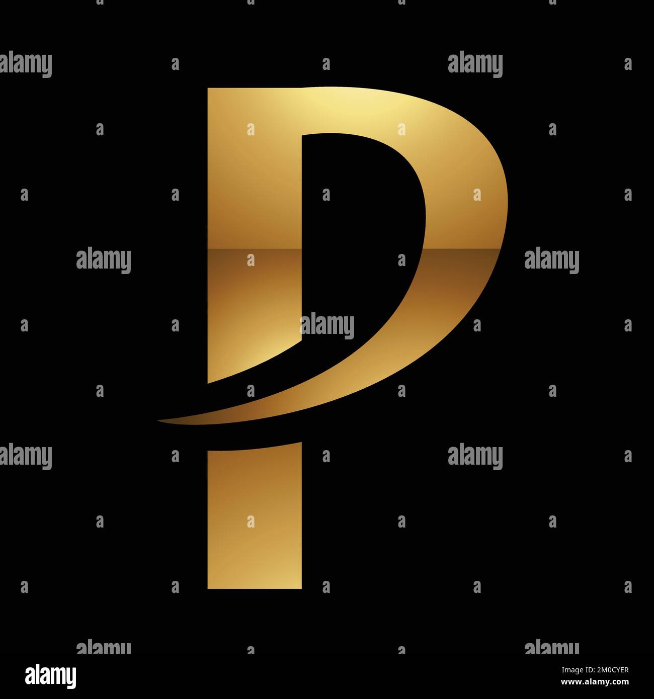 Golden Letter P Symbol on a Black Background - Icon 9 Stock Vector ...