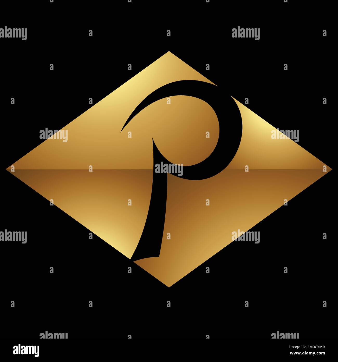 Golden Letter P Symbol on a Black Background - Icon 8 Stock Vector ...
