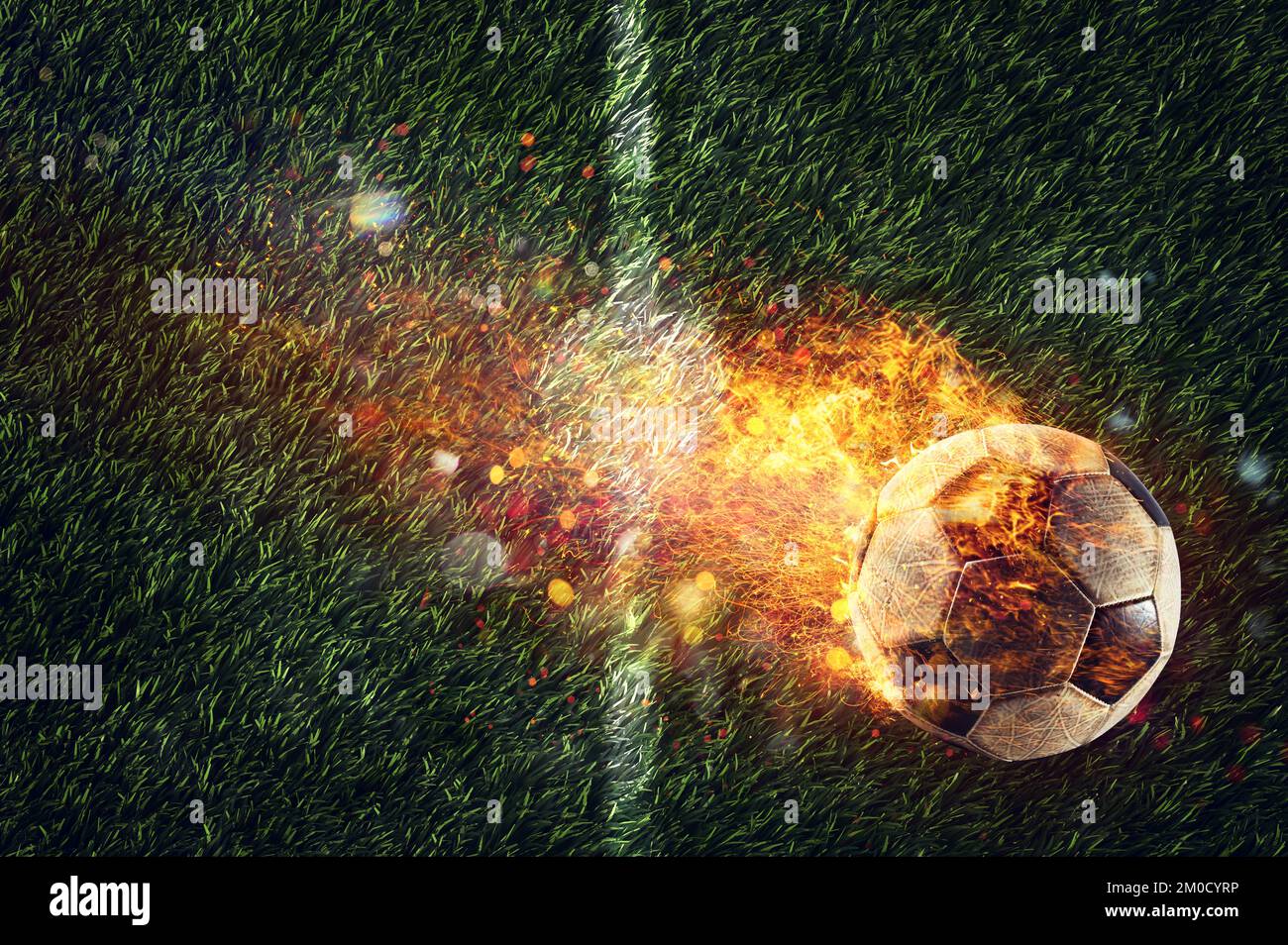 fiery soccer ball on black background, sports betting hot offer