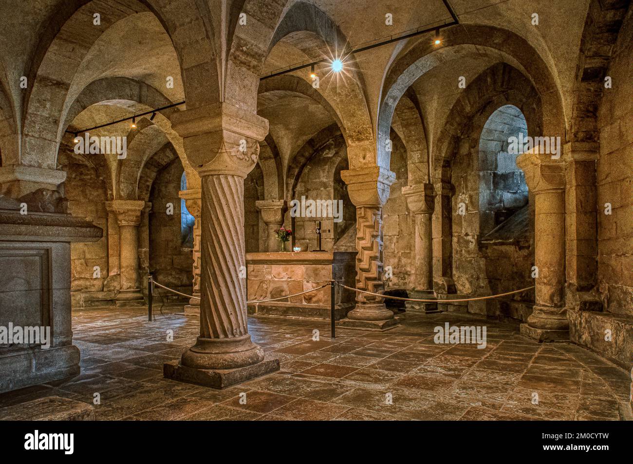 the 900 years old altar in the crypt of Lund Cathedral, Sweden, December 3, 2022 Stock Photo