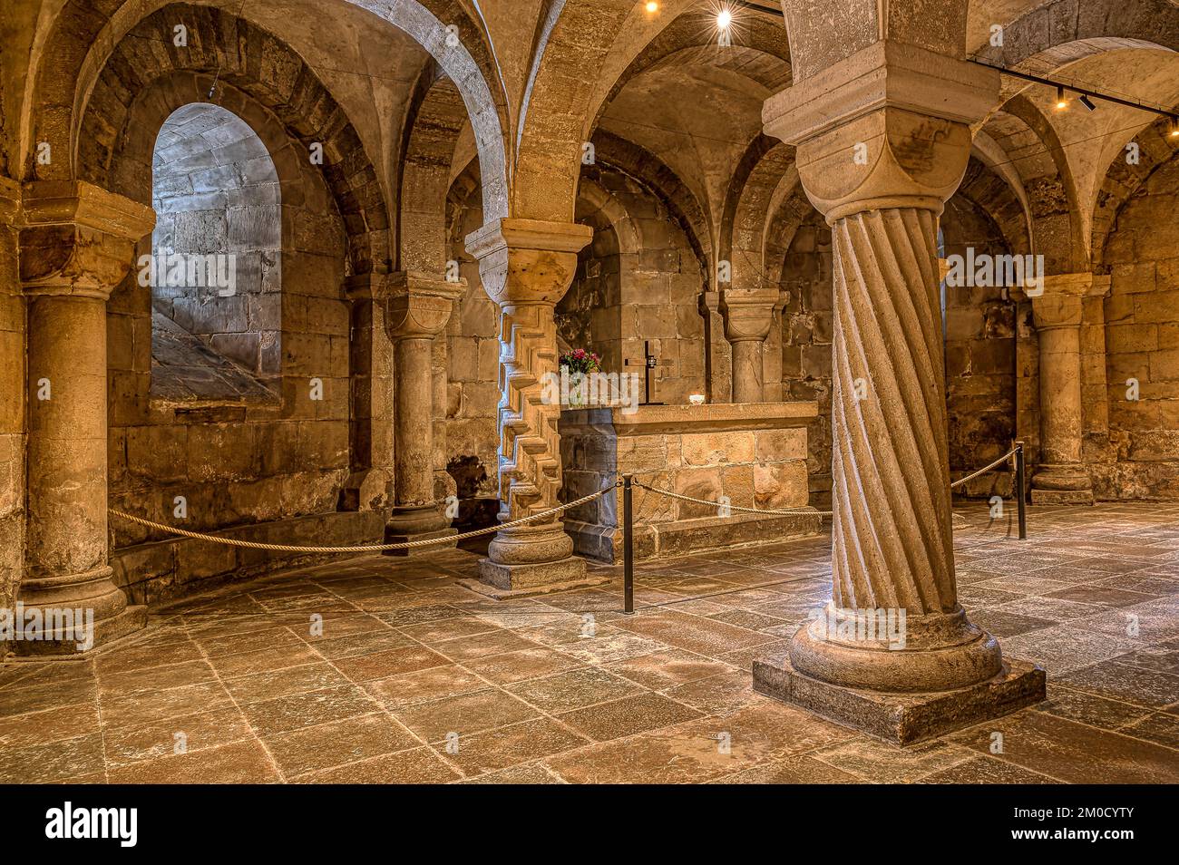 the 900 years old altar in the crypt of Lund Cathedral, Sweden, December 3, 2022 Stock Photo