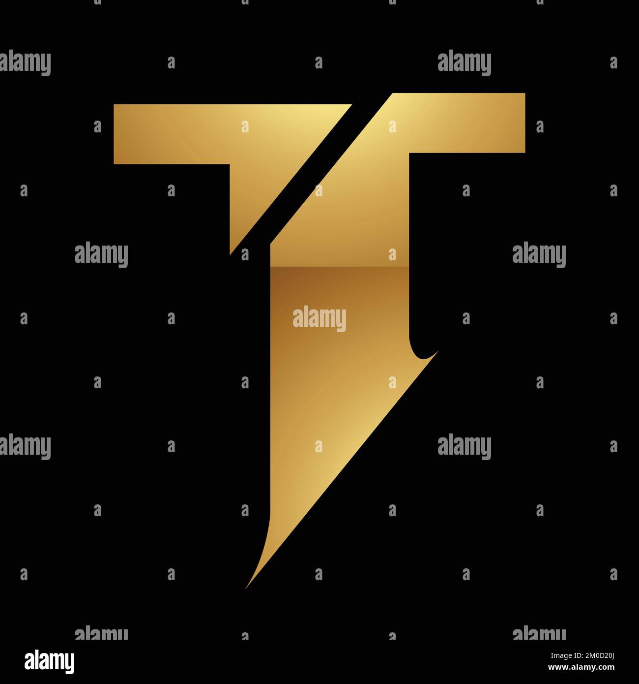 Golden Letter T Symbol on a Black Background - Icon 9 Stock Vector ...