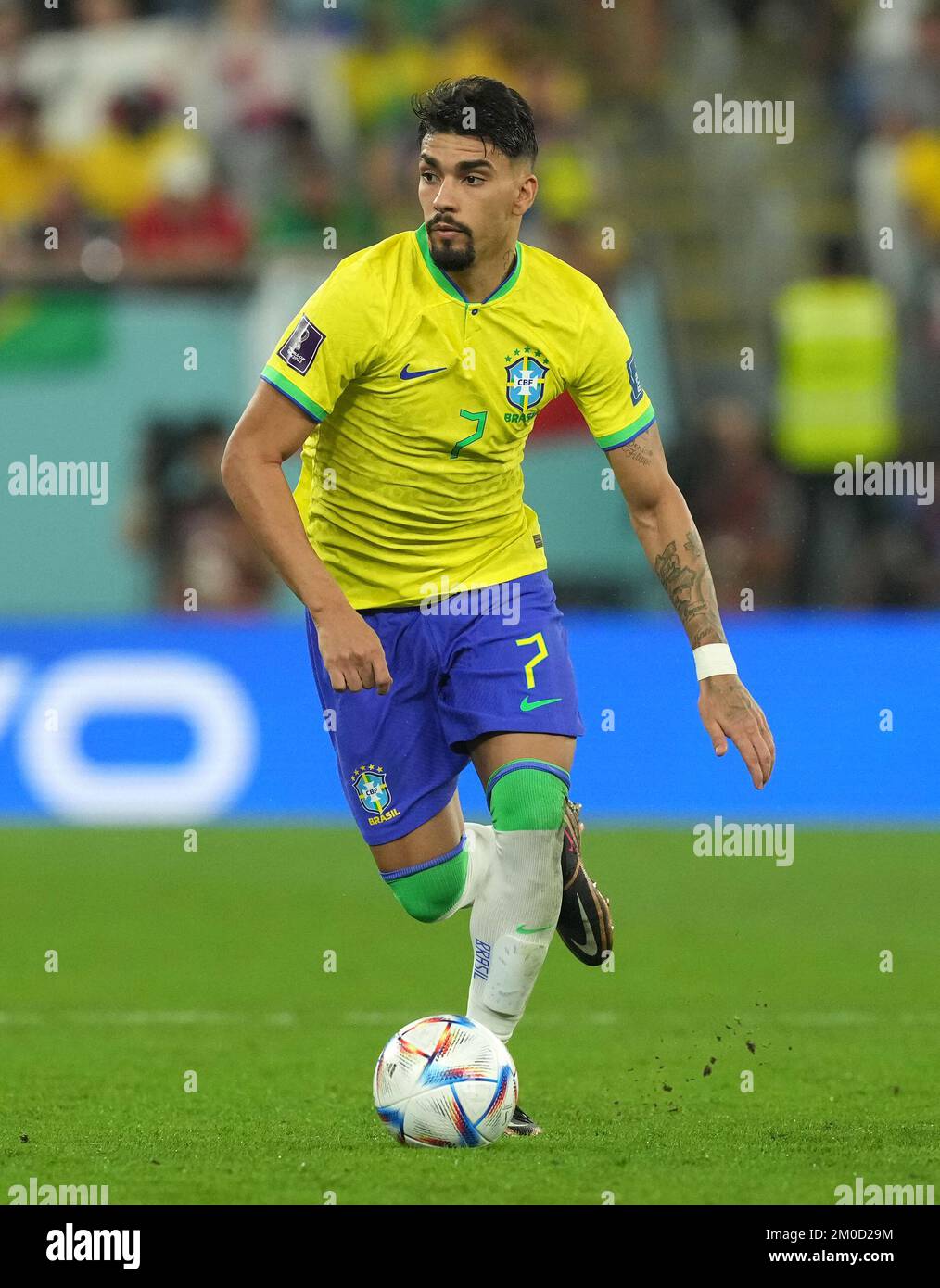 Brazil's Lucas Paqueta during the FIFA World Cup Round of Sixteen match at Stadium 974 in Doha, Qatar. Picture date: Monday December 5, 2022. Stock Photo