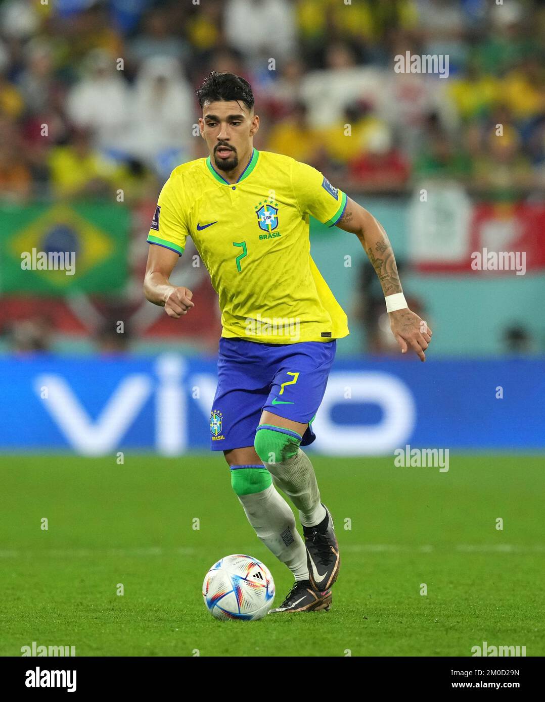 Brazil's Lucas Paqueta during the FIFA World Cup Round of Sixteen match at Stadium 974 in Doha, Qatar. Picture date: Monday December 5, 2022. Stock Photo