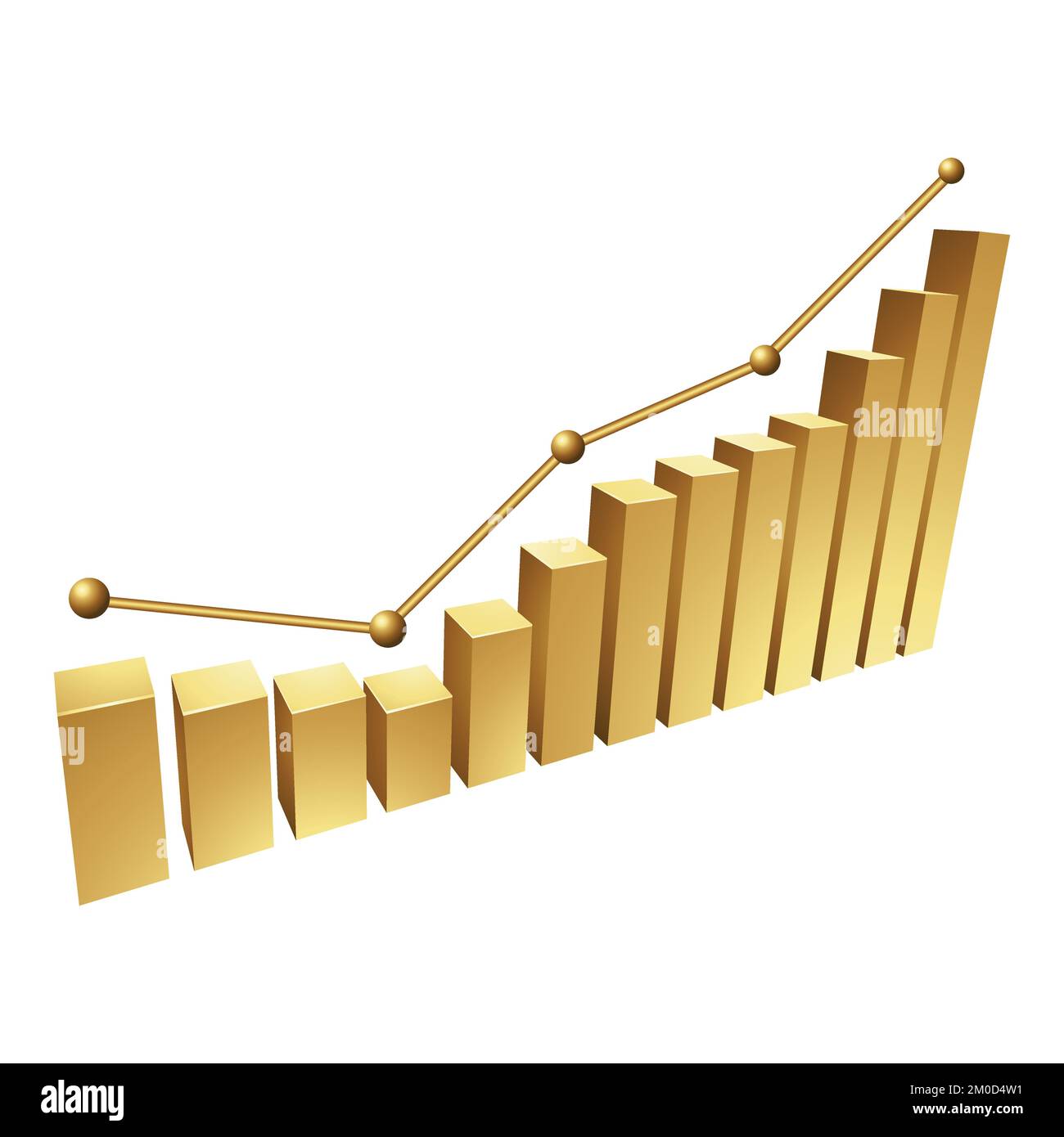 Golden Stat Bars on a White Background Stock Vector