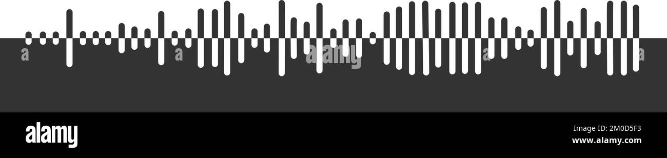 Pulse icon. Signal sign. Sound wave pictogram. Voice message, audio file, voicemail symbol isolated on white background. Online messenger, radio, podcast, player graphic element. Vector illustration Stock Vector
