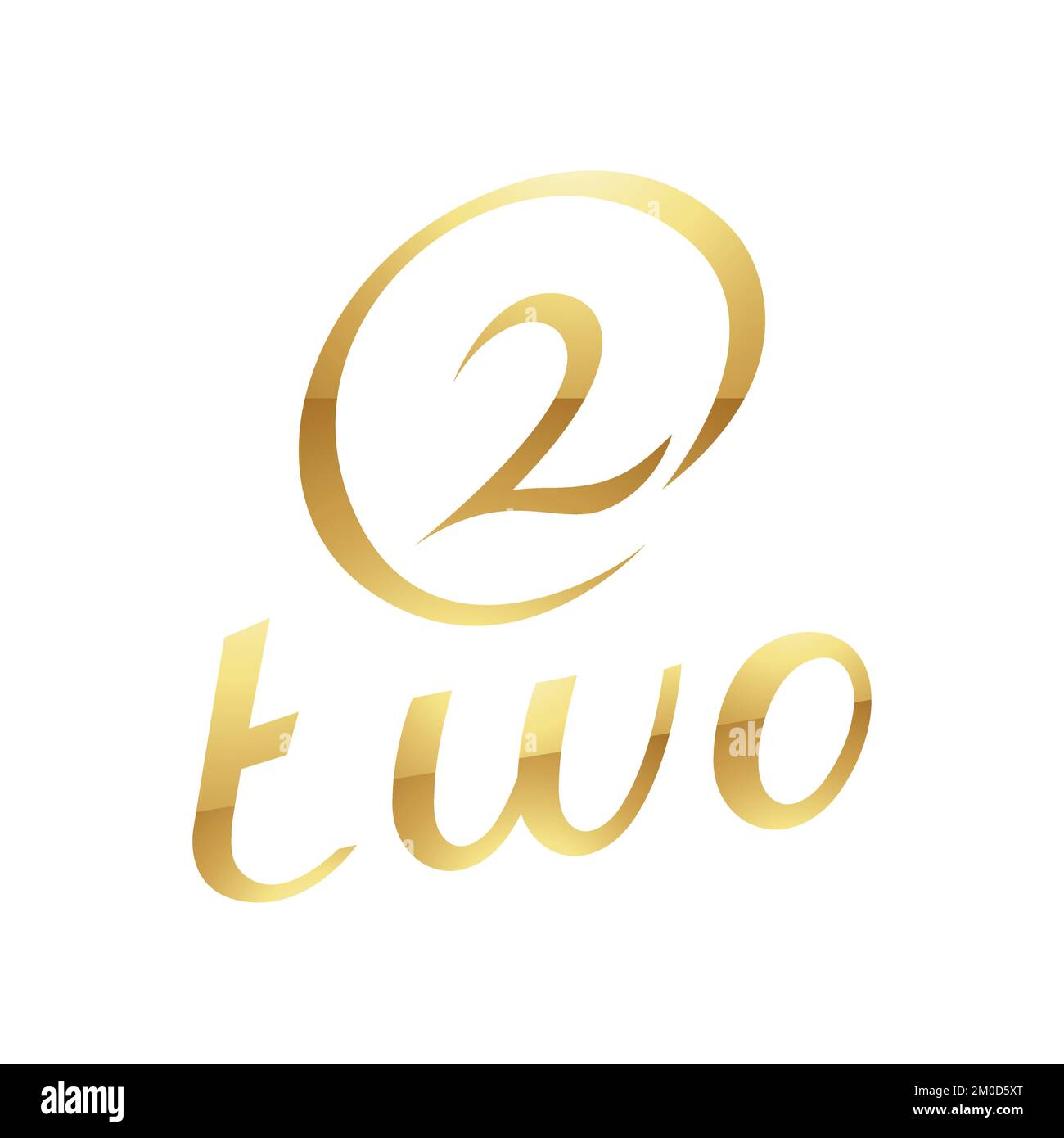  Golden Symbol for Number 2 on a White Background - Icon 9 Stock Vector ...
