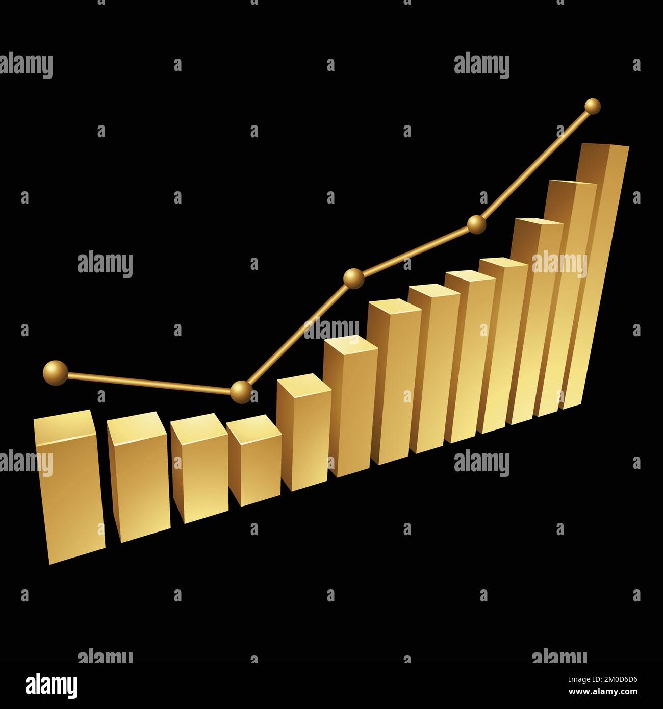 Golden Stat Bars on a Black Background Stock Vector