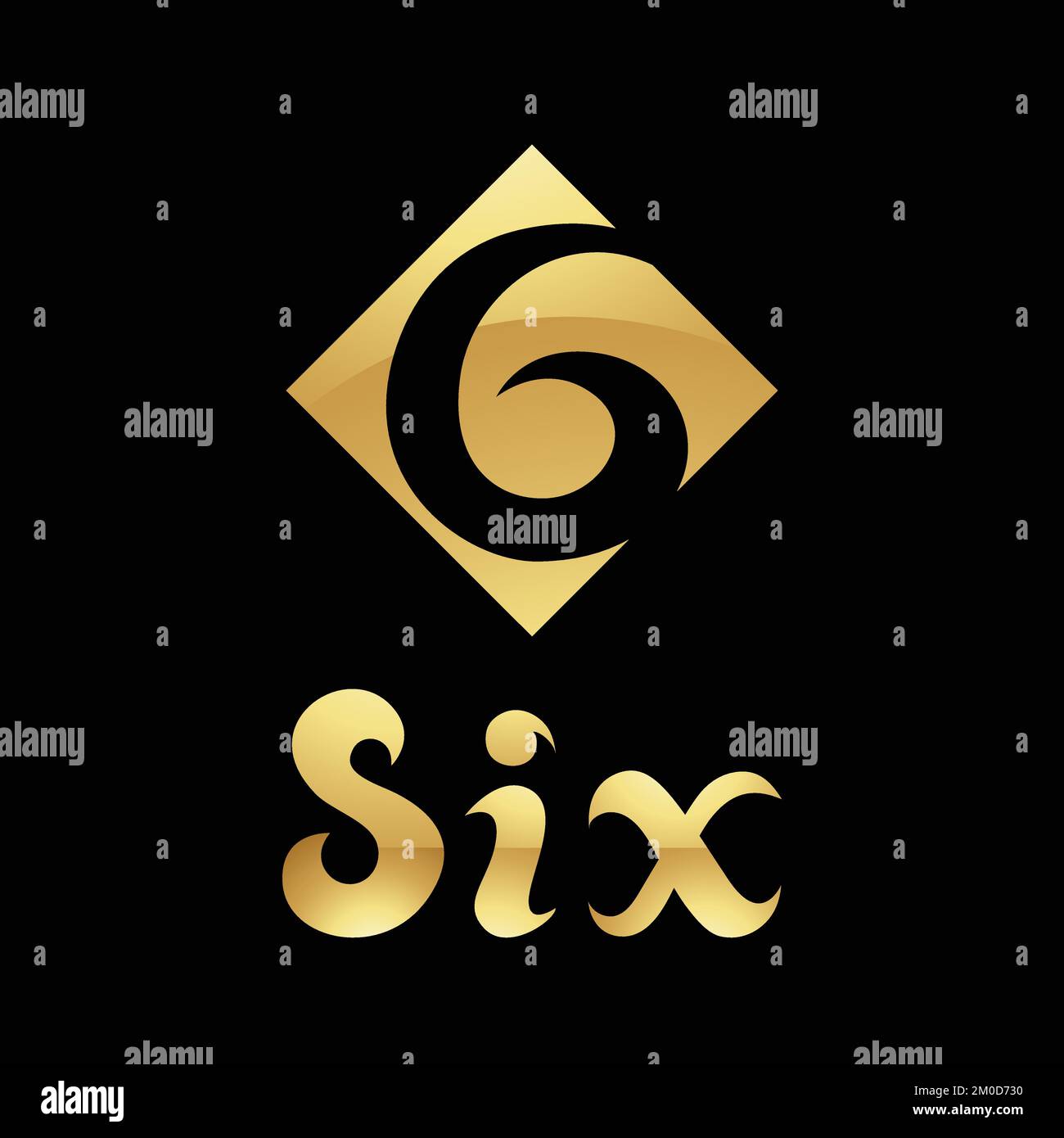 Golden Symbol for Number 6 on a Black Background - Icon 8 Stock Vector ...