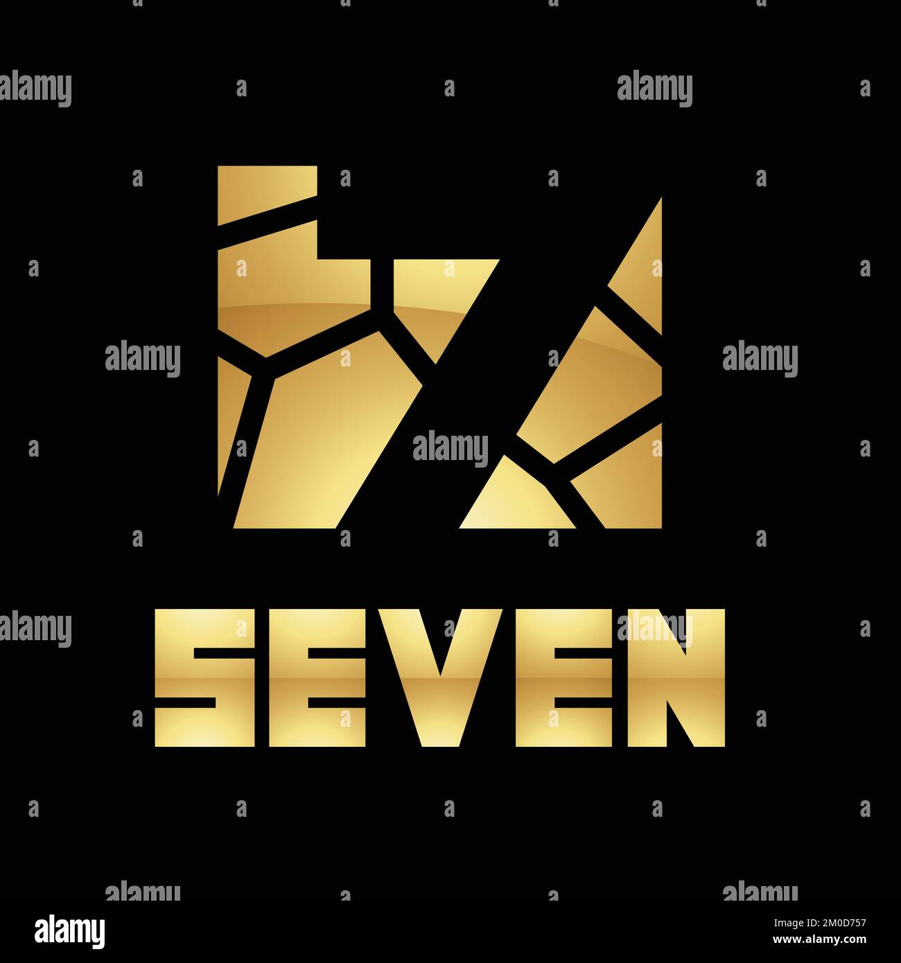 Golden Symbol for Number 7 on a Black Background - Icon 1 Stock Vector ...