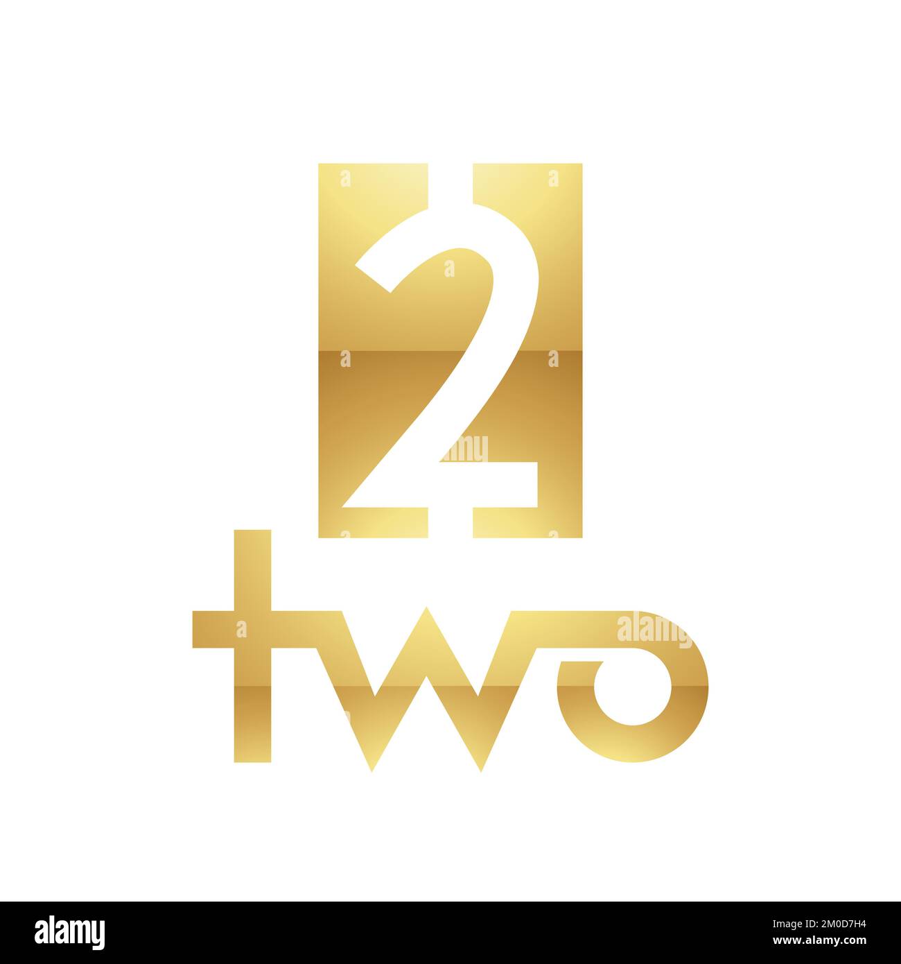  Golden Symbol for Number 2 on a White Background - Icon 8 Stock Vector ...