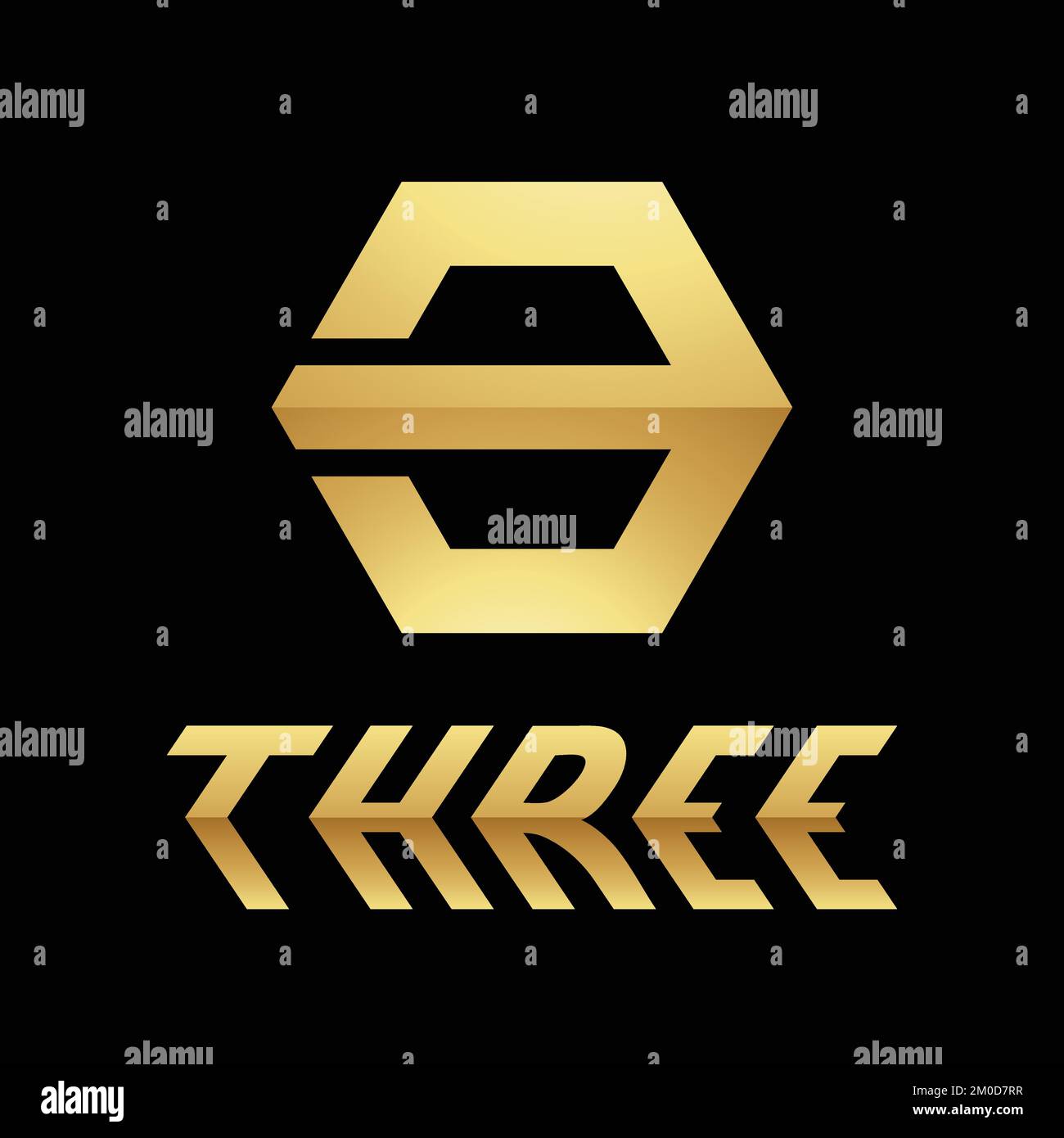  Golden Symbol for Number 3 on a Black Background - Icon 7 Stock Vector ...