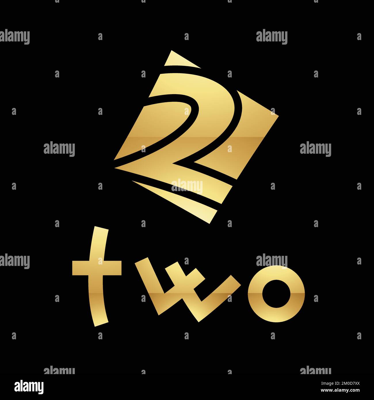 Golden Symbol for Number 2 on a Black Background Icon 4 Stock Vector Golden Symbol for Number 2 on a Black Background Icon 4 Stock Vector