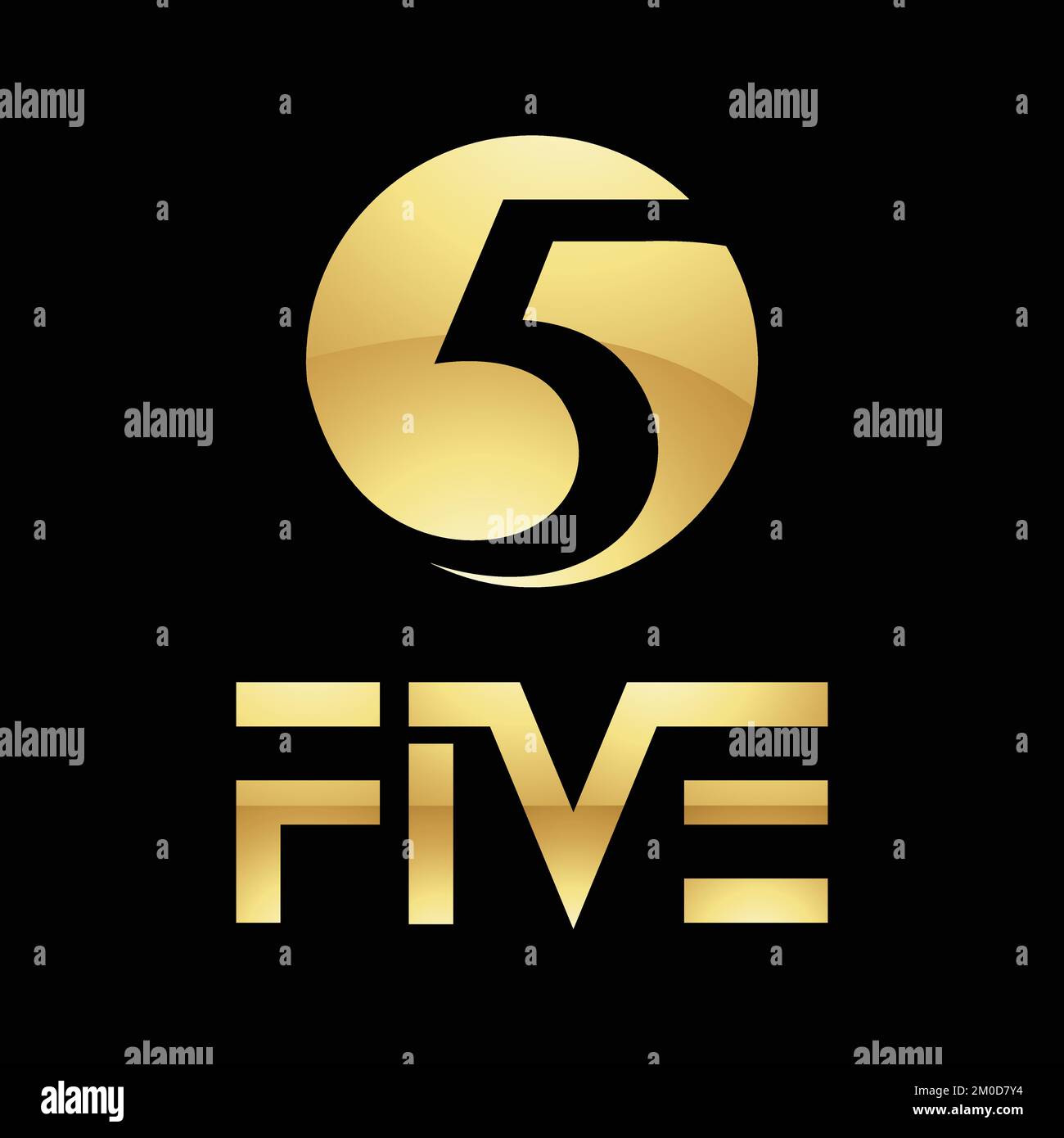 golden-symbol-for-number-5-on-a-black-background-icon-4-stock-vector