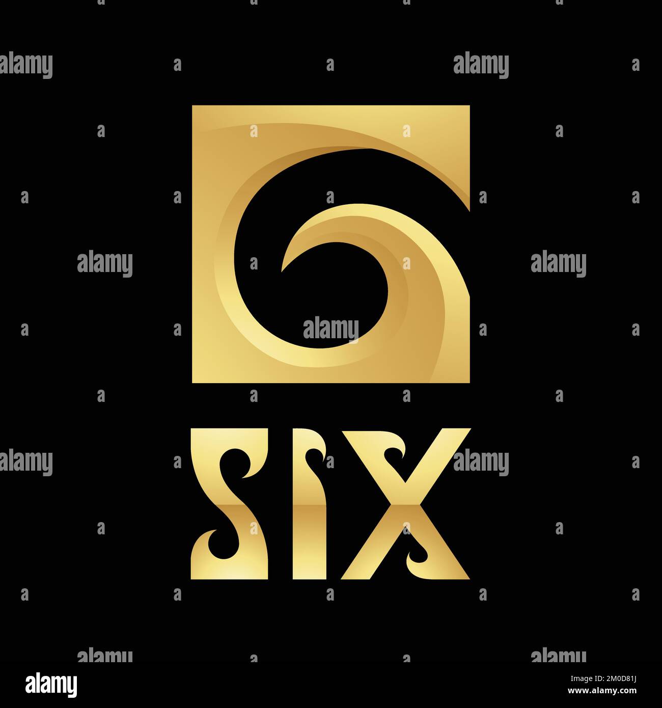 Golden Symbol for Number 6 on a Black Background - Icon 5 Stock Vector ...