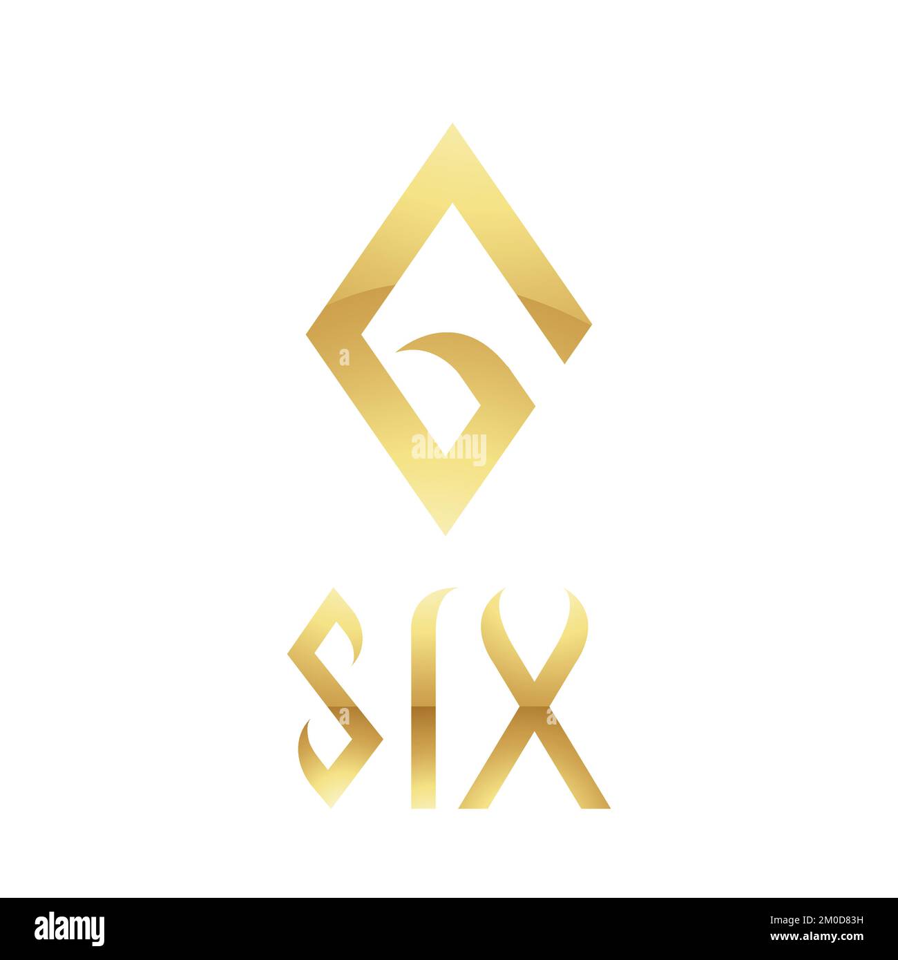 Golden Symbol for Number 6 on a White Background - Icon 6 Stock Vector ...