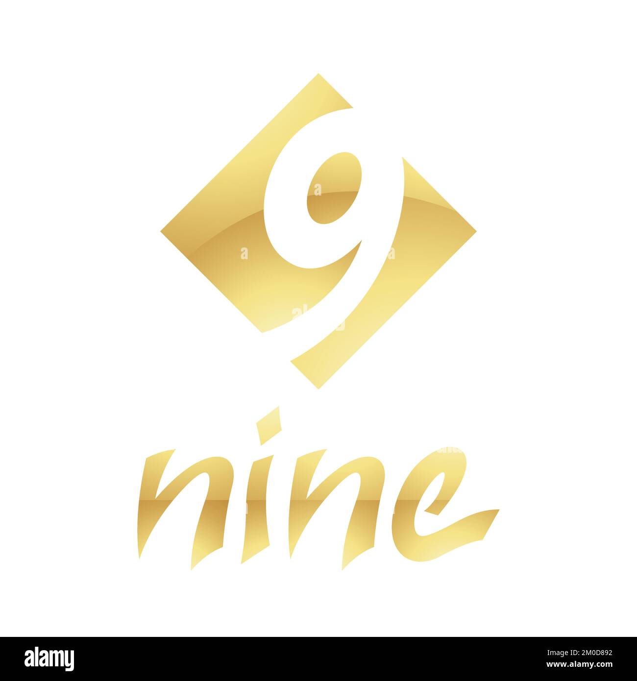 Golden Symbol for Number 9 on a White Background - Icon 6 Stock Vector ...